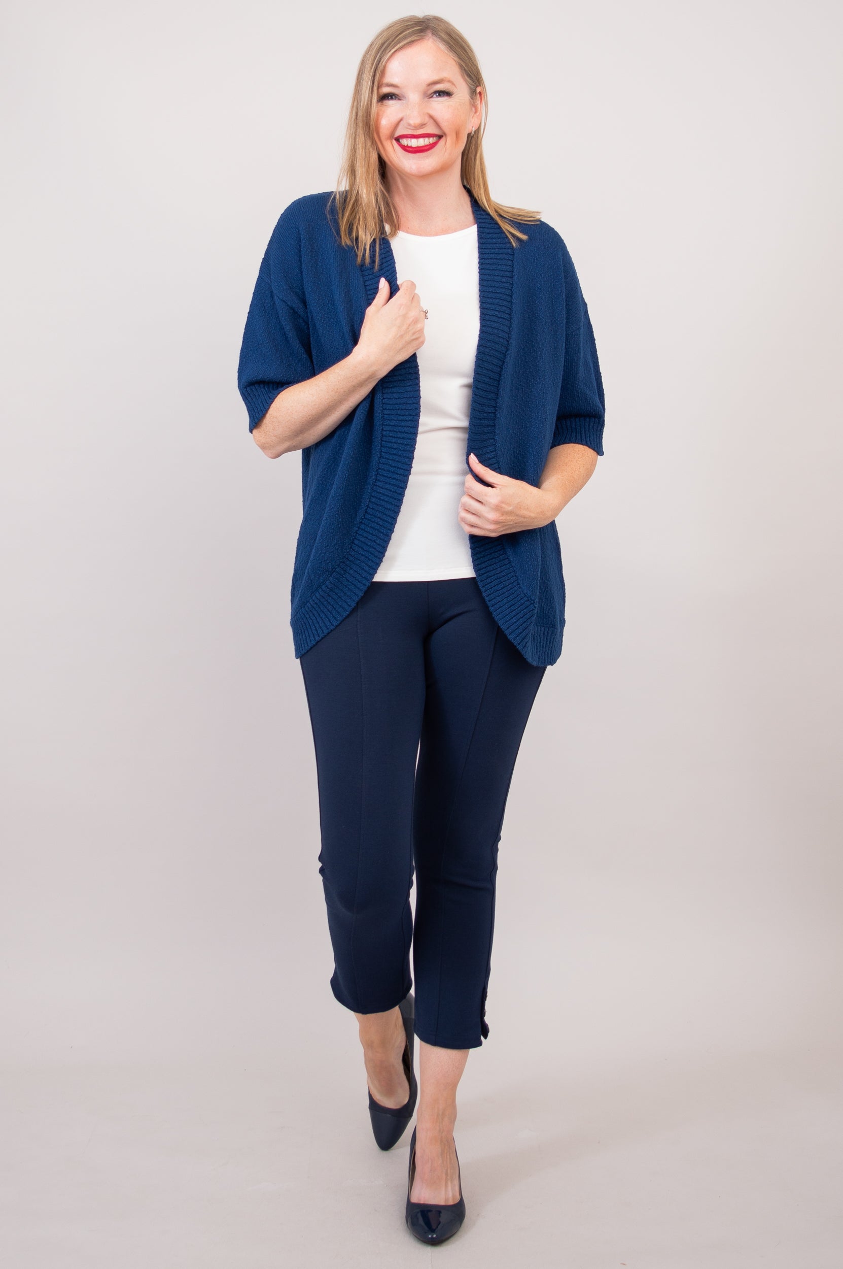 Jana Cardigan Women's Blue Cotton Knit Sweater - Cozy & Stylish for Fall & Winter Outfits