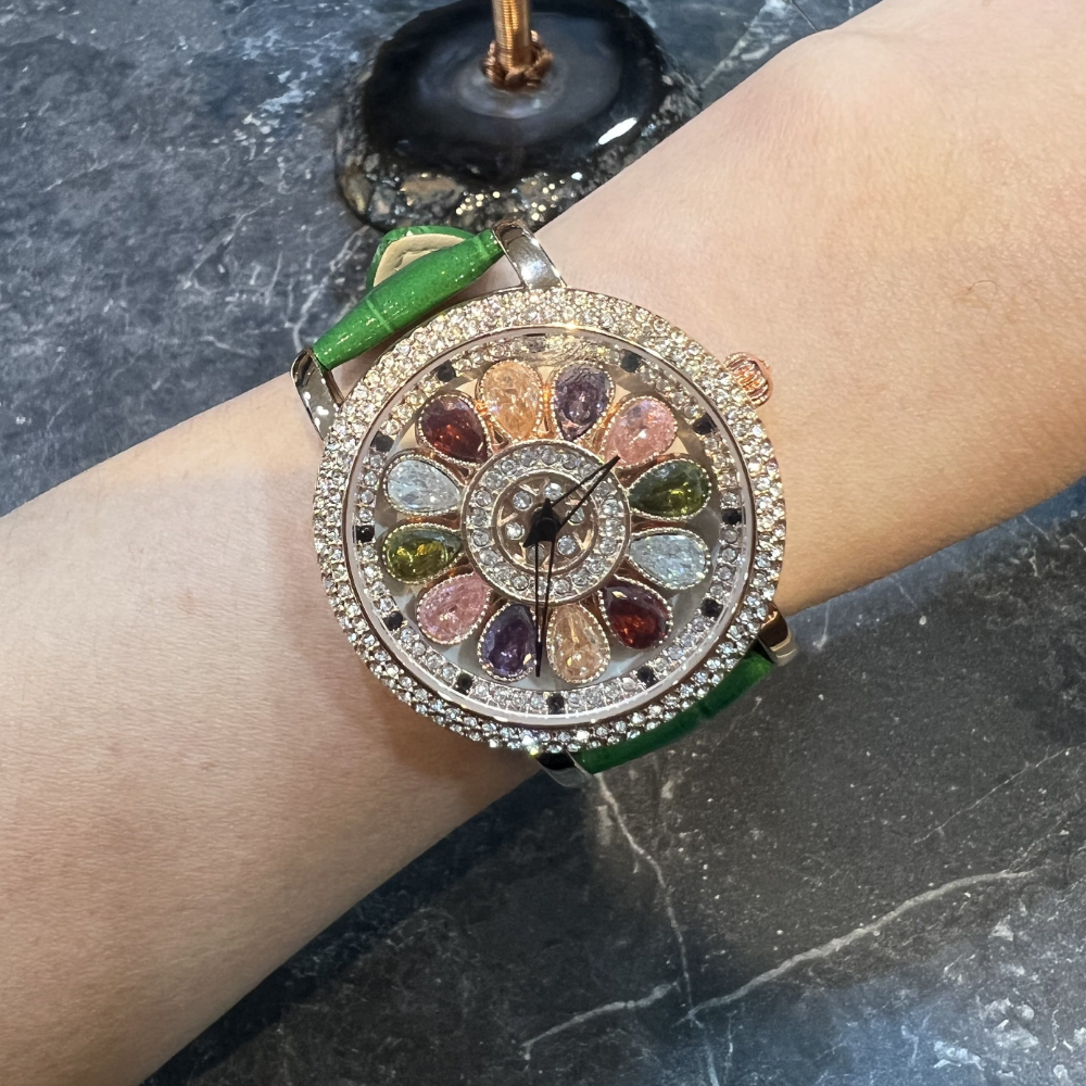 AG Collective Green Leather Strap Women's Watch L 5046 RGRB GN - Elegant Fashion Accessory for Everyday Wear & Special Occasions