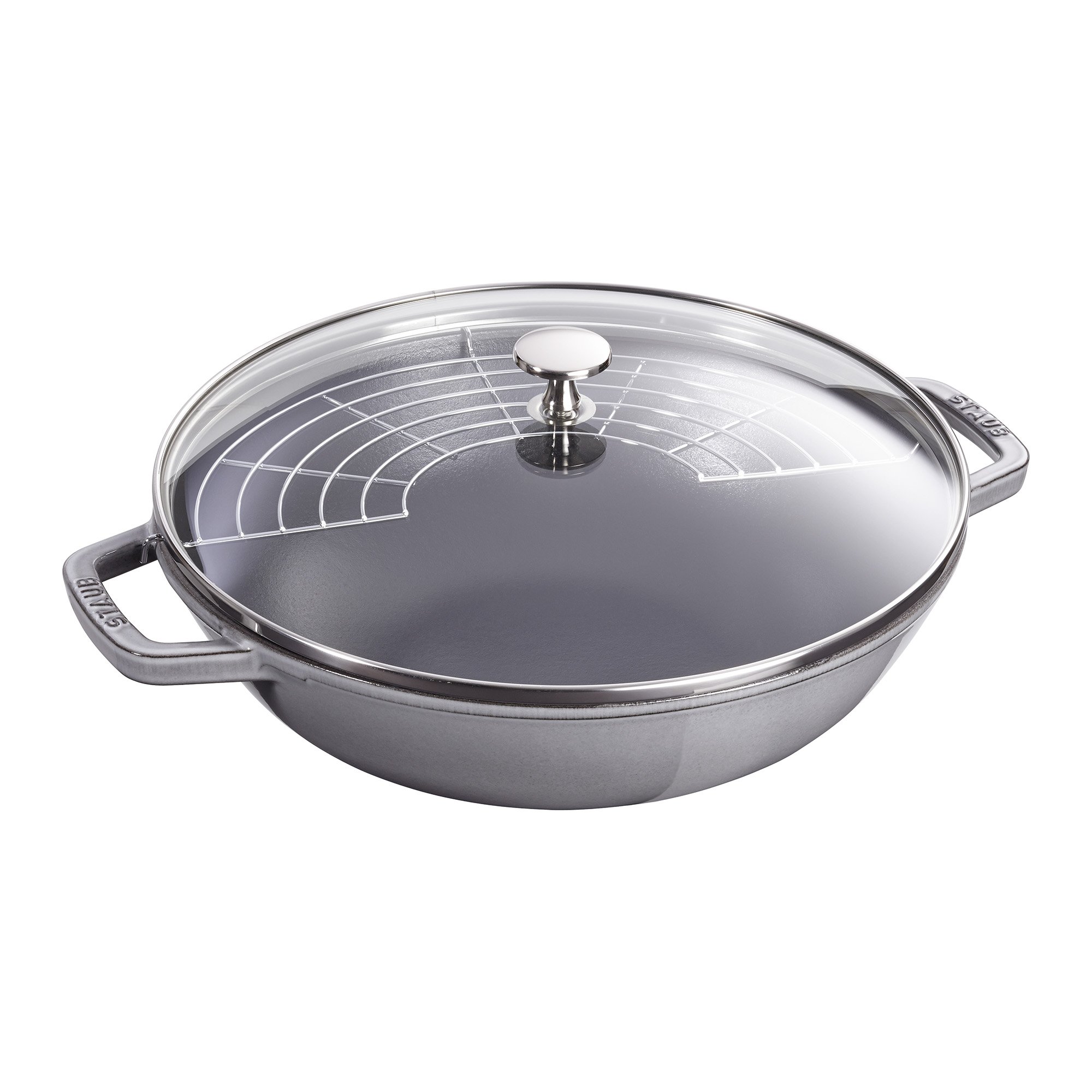 Staub 4.5-Quart Cast Iron Dutch Oven & Wok Set - Graphite Gray French Cookware for Braising, Frying & Serving 4-5 People - Perfect for Home Cooking, Camping & Outdoor BBQ