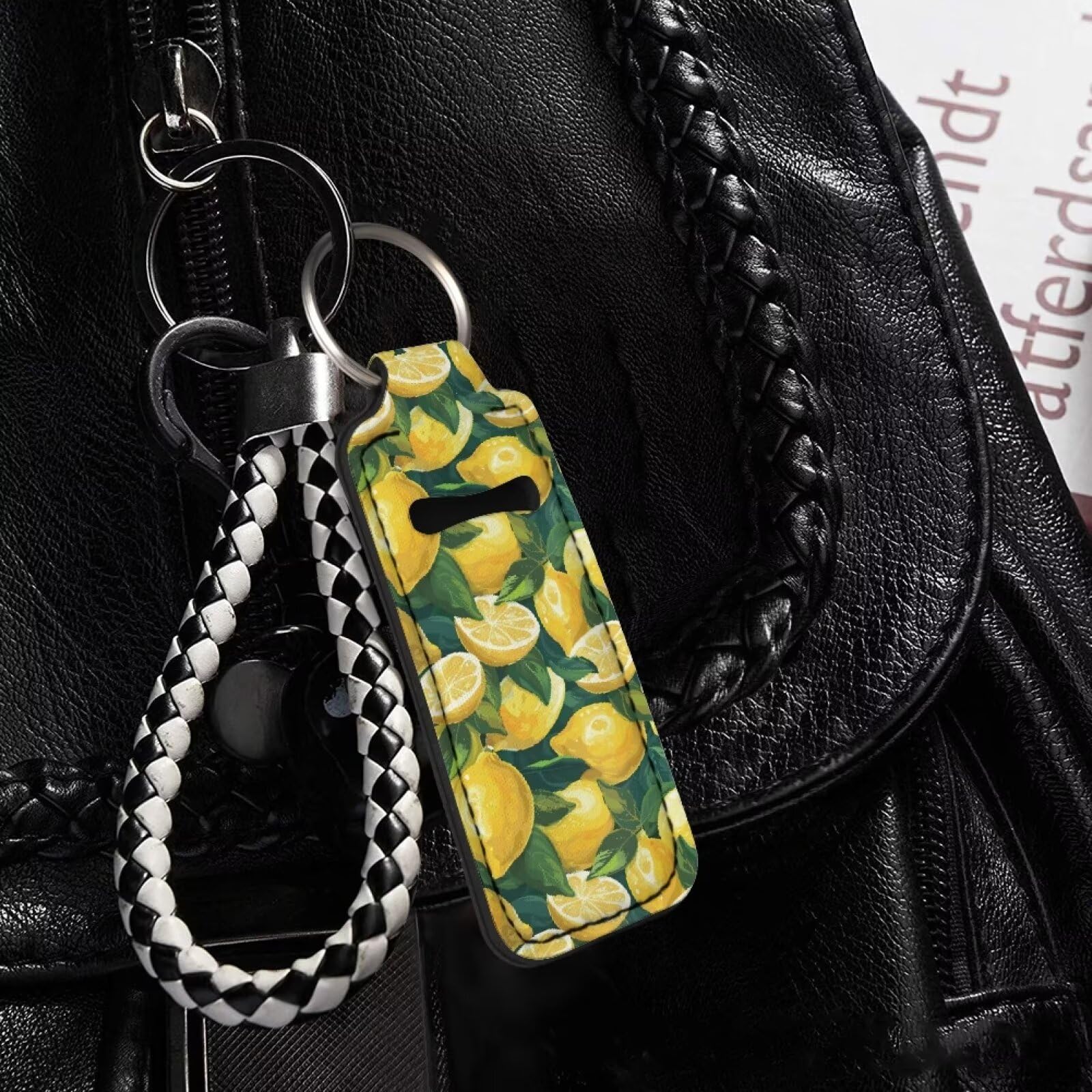 Lemon Lip Balm Holder Keychain for Women - Stylish Chapstick Keychain Holder for Lipstick, Lip Balm & Cosmetics - Perfect for Purse, Backpack & Keyring Organization