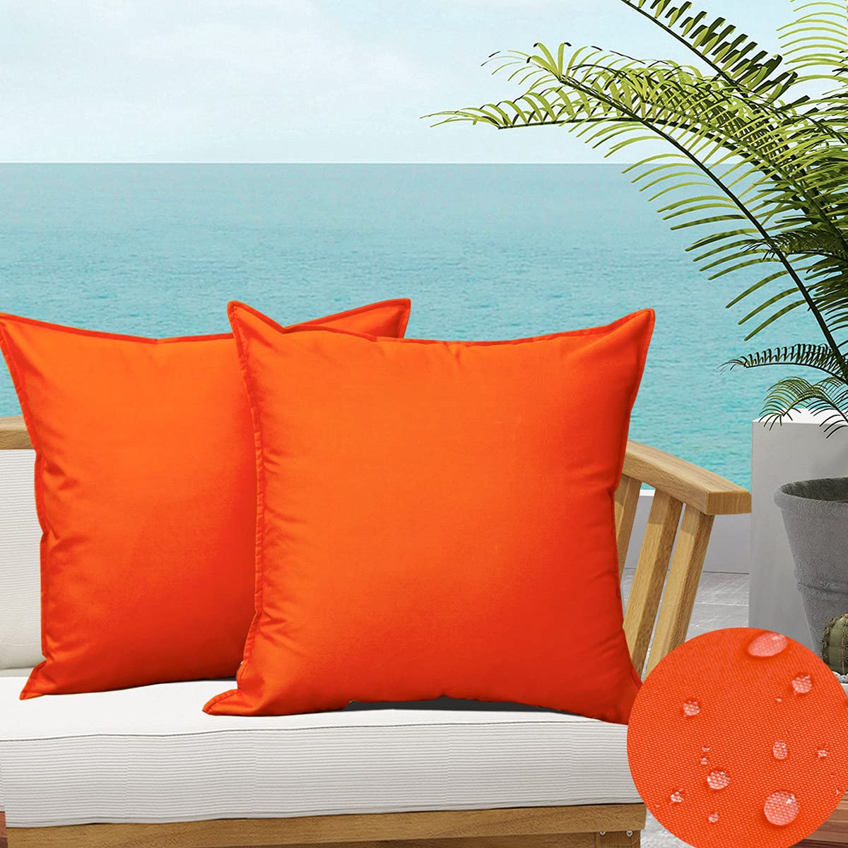 **2-Pack Waterproof Orange 20x20 Inch Outdoor Throw Pillow Covers - Decorative Patio Cushion Cases for Sofa, Garden, Camping & Poolside (No Insert Included)**
