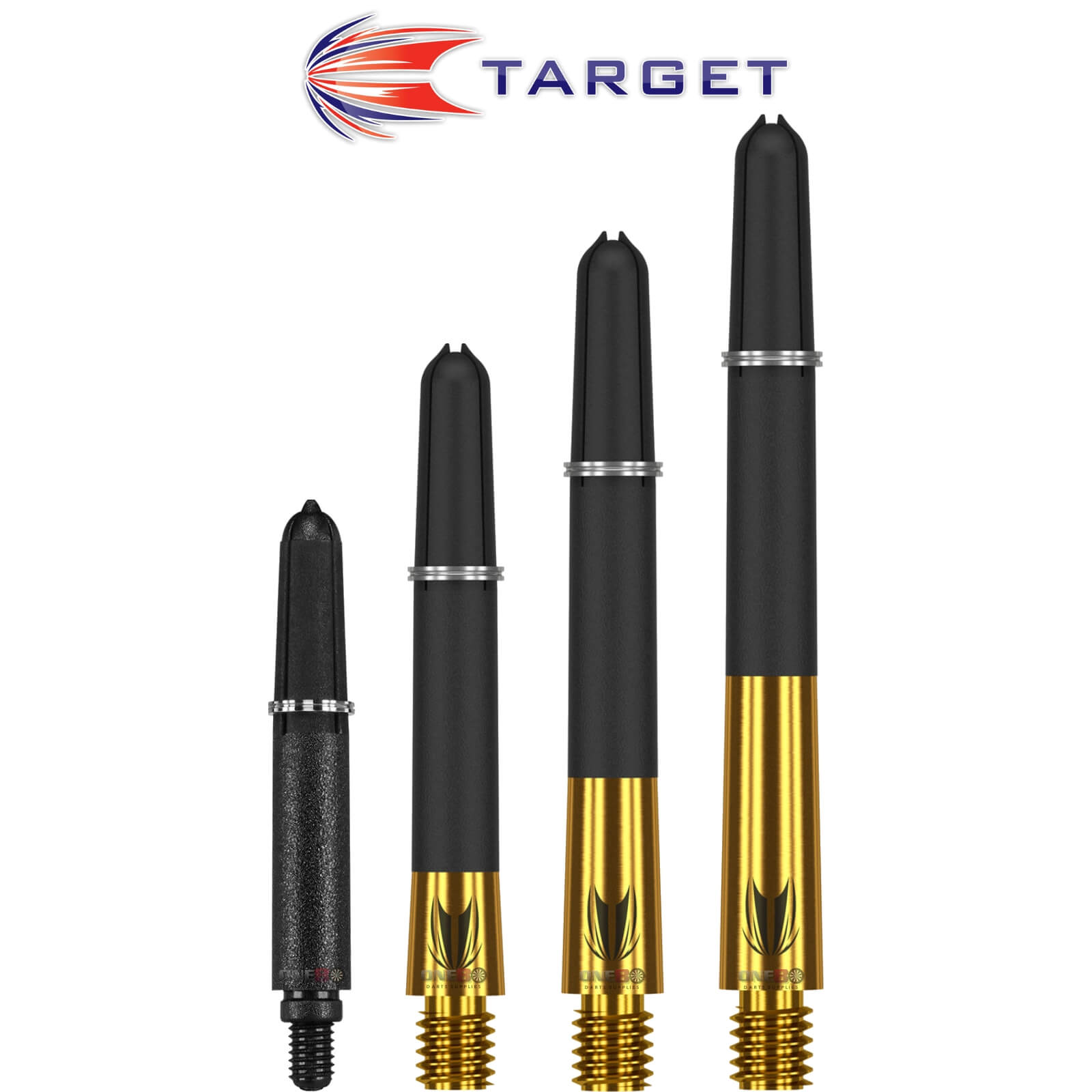 Target Carbon Ti Pro Gold Hybrid Dart Shafts - Professional Darts Accessories for Precision Play | Perfect for Tournaments, Bars & Home Practice