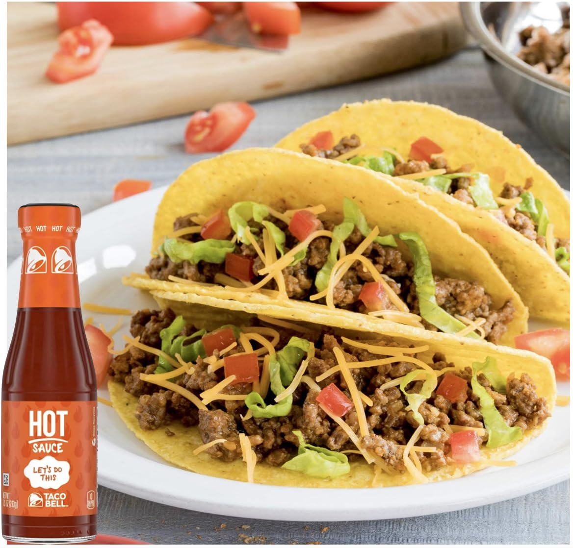 Taco Bell Hot Sauce Bottle 7.5 oz (2-Pack) - Authentic Restaurant Style Hot Sauce for Tacos, Burritos & Nachos - Perfect for Home Cooking, Parties & Mexican Food Lovers
