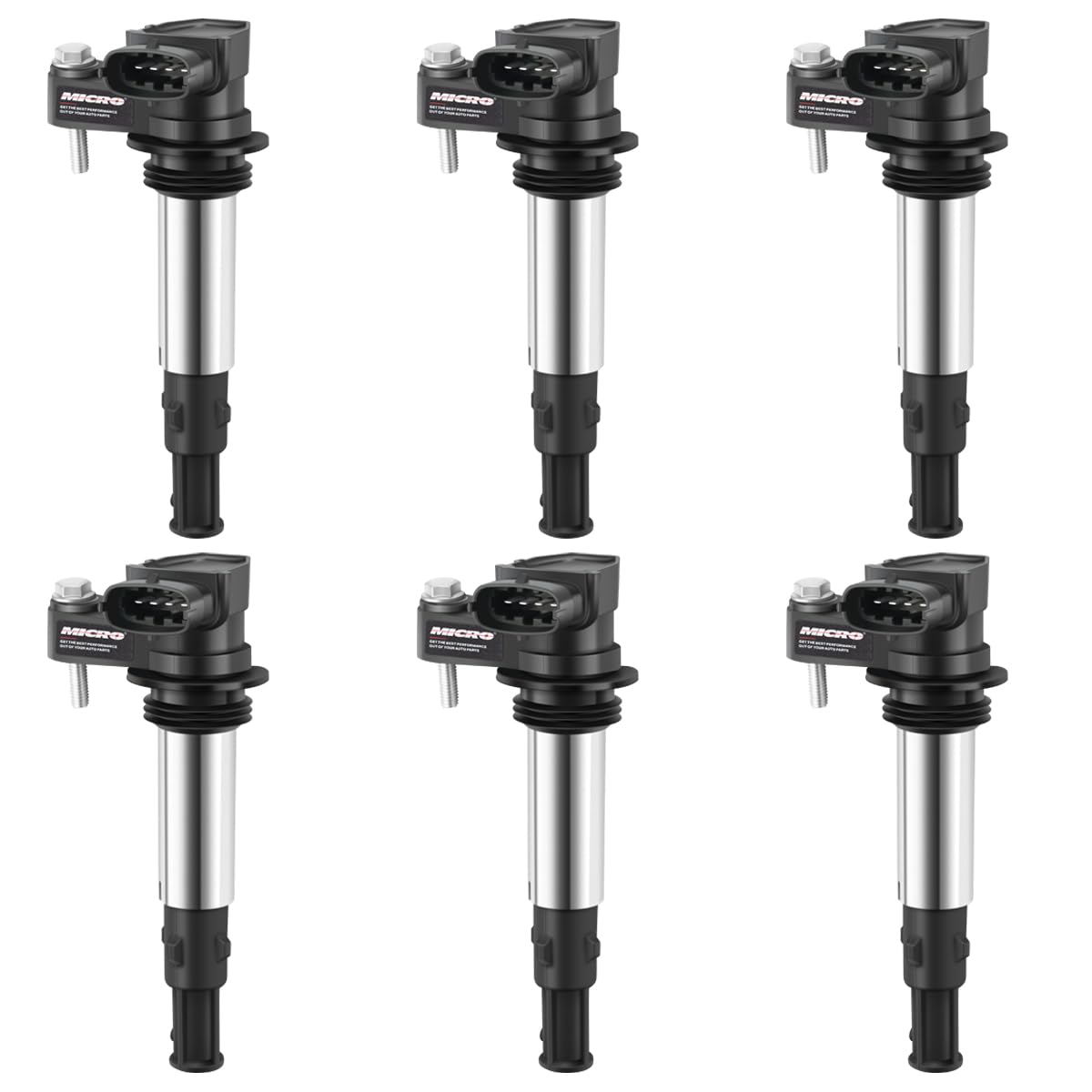 6-Piece Ignition Coil Pack Set Compatible with 2004-2009 Cadillac CTS/STS/SRX, Chevy Traverse, Buick Enclave/LaCrosse/Rendezvous, Saab 9-3, GMC Acadia, Saturn Outlook - UF375 Replacement Parts - Improve Engine Performance & Fuel Efficiency