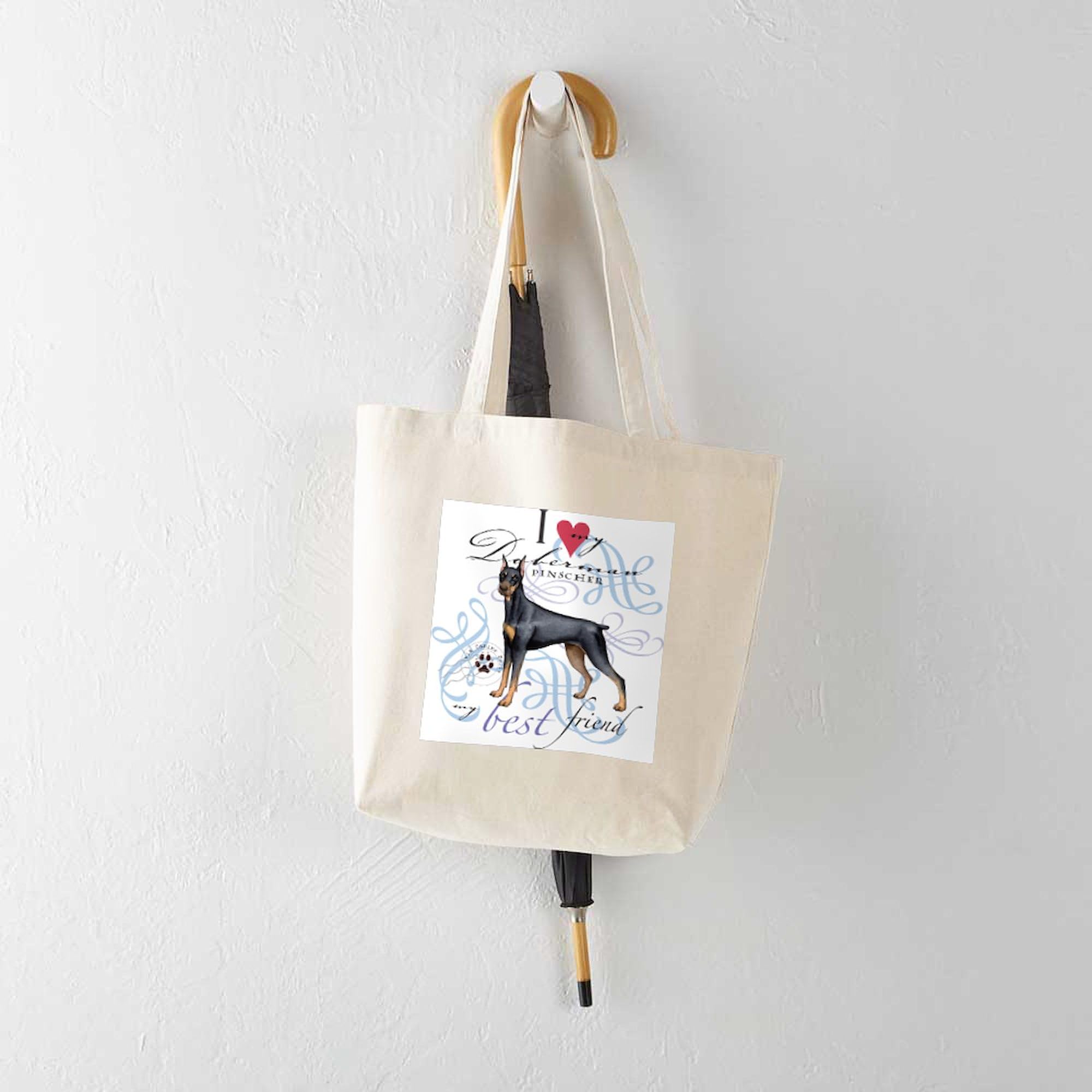 Doberman Pinscher Tote Bag - Natural Canvas Reusable Shopping Bag for Groceries, Beach & Everyday Use | CafePress