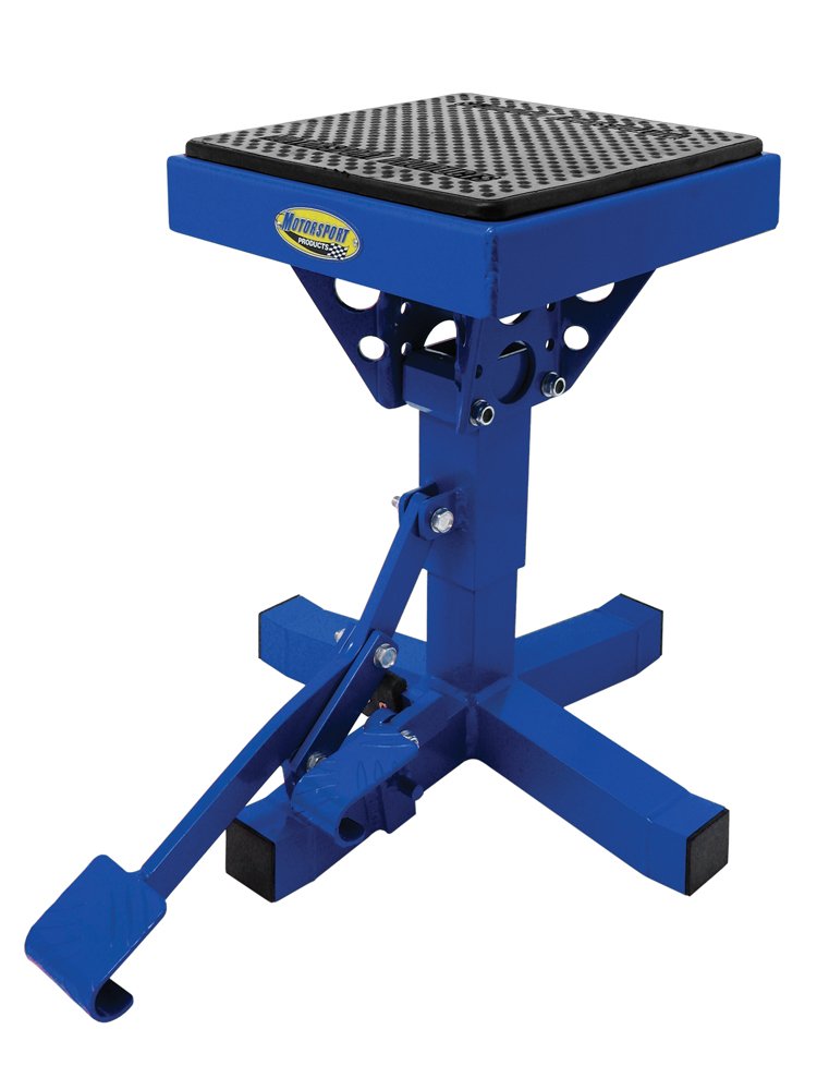 Motorsport Products 92-4014 Blue P12 Adjustable Motorcycle Lift Stand - Perfect for Garage, Workshop & DIY Bike Maintenance