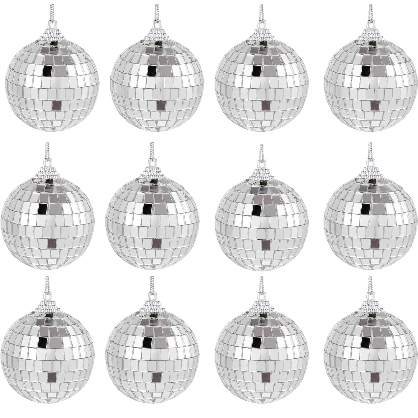 12-Pack 1.2 Inch Mirror Disco Balls - Mini Hanging Party Decorations for Weddings, Valentines, Christmas Trees & Home Decor | Disco Ball Ornaments for Dance Parties, Nightclubs & Event Decor