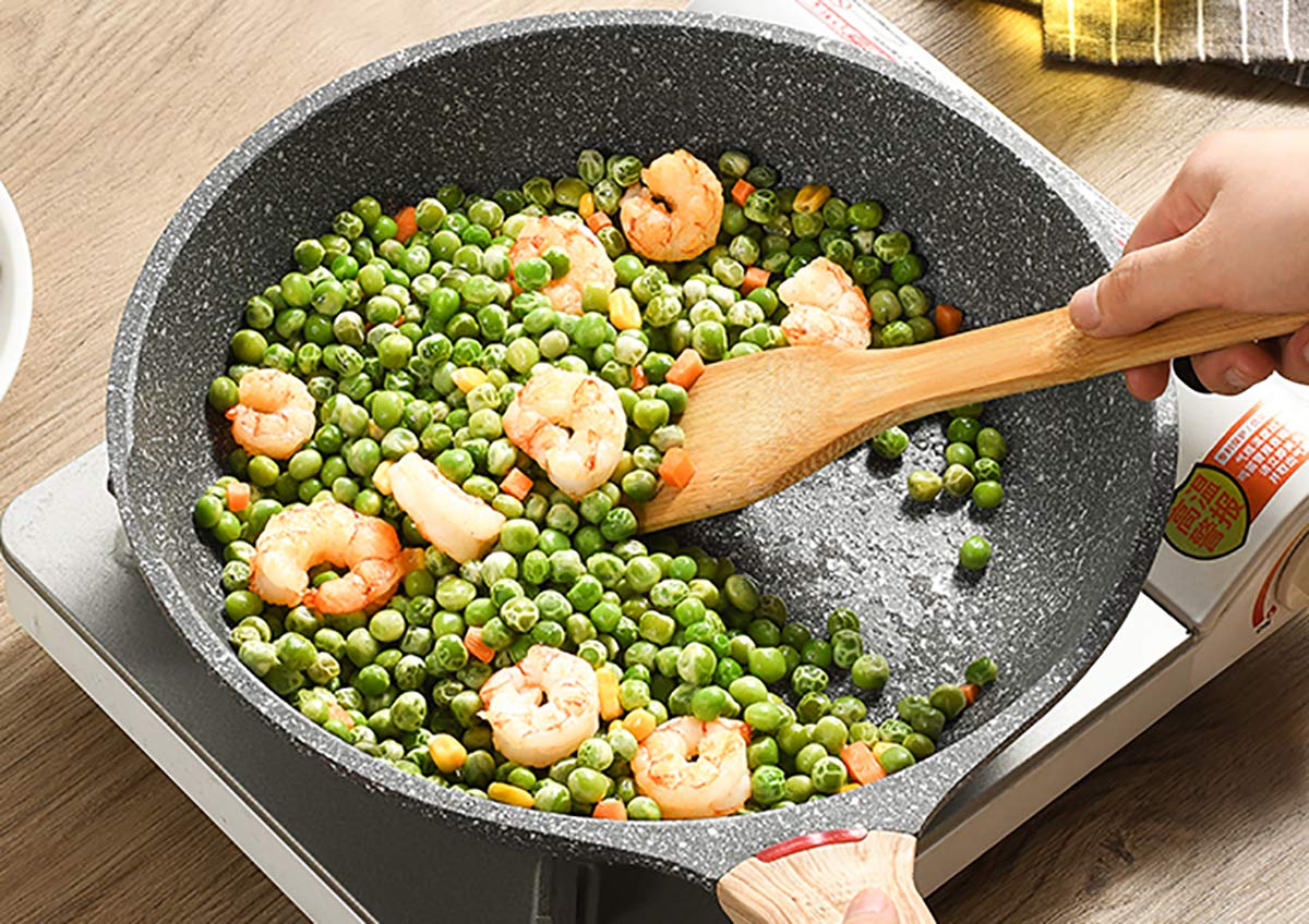 Eco-Friendly Non-Stick Stone Coated Aluminum Alloy Frying Pan with Tempered Glass Lid & Ergonomic Handle - Perfect for Healthy Cooking, Sauteing, Frying & Everyday Family Meals