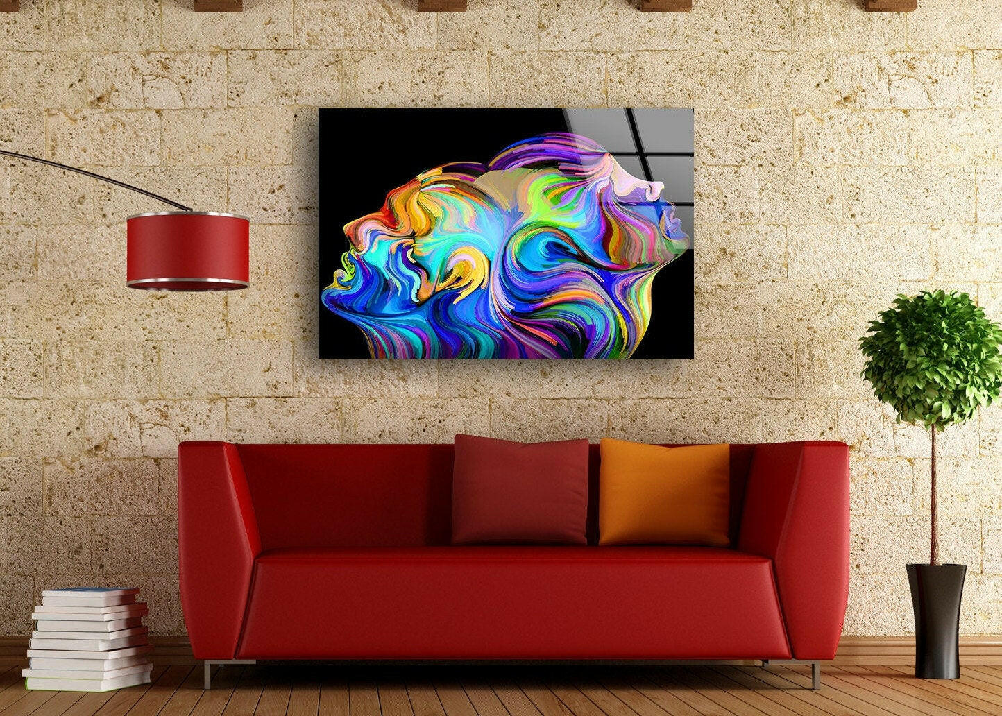 Vibrant Surreal Human Glass Wall Art - Handcrafted Modern Home Decor for Living Room, Bedroom & Office - Unique Gift Idea