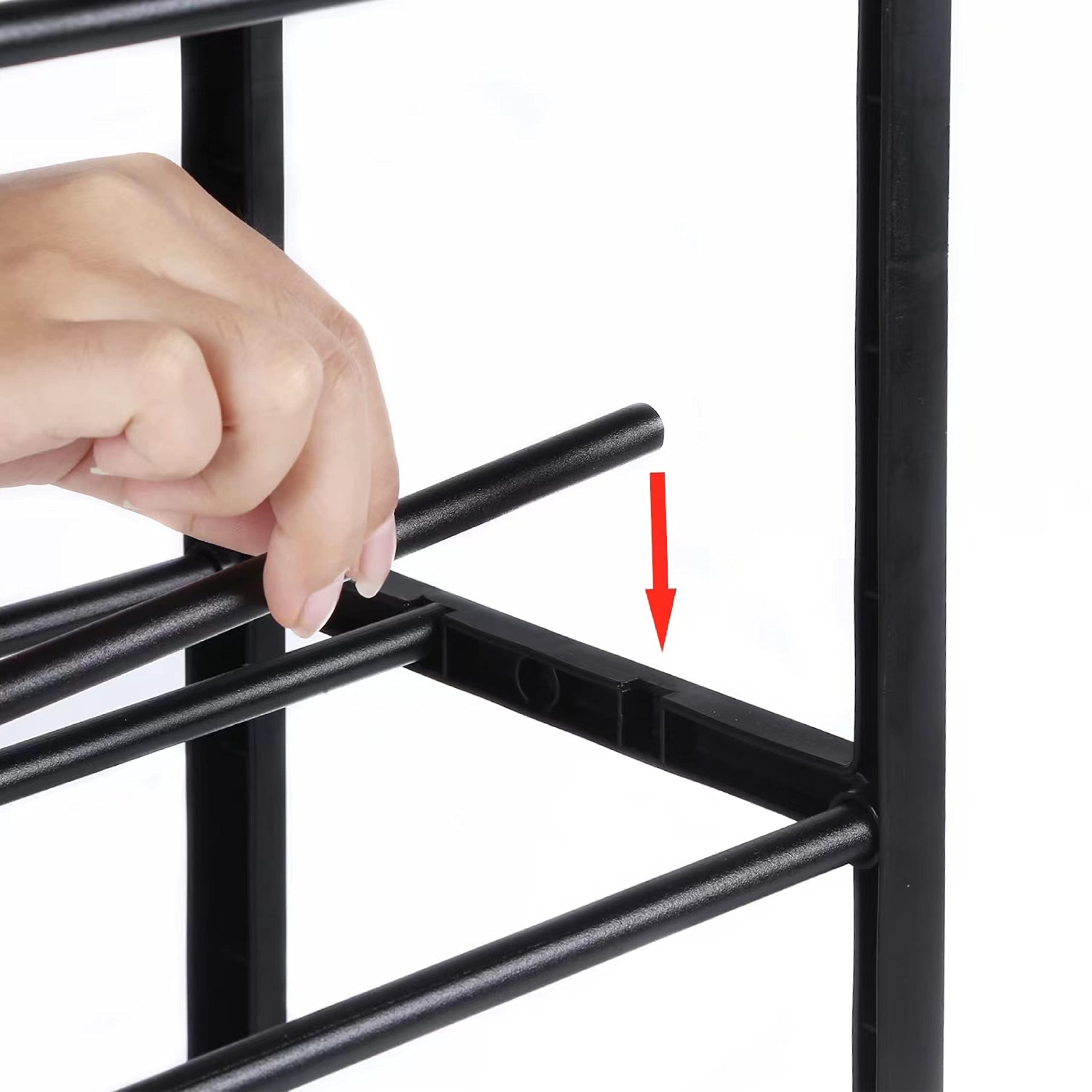 YSSOA 4-Tier Stackable Shoe Rack Organizer - Sturdy 12-Pair Shoe Storage Shelf for Bedroom, Entryway, Hallway & Closet - Space Saving Black Shoe Tower for Sneakers, Boots & Sandals - Perfect for Small Spaces & Apartment Living