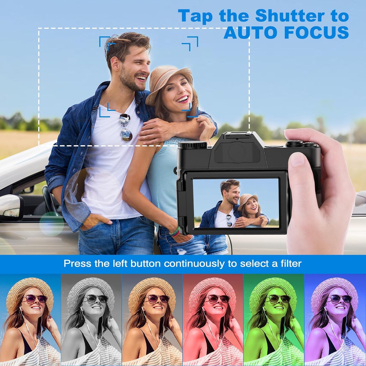 4K Digital Camera with AutoFocus & 16X Zoom - 56MP Vlogging Camera for YouTube, 3.0