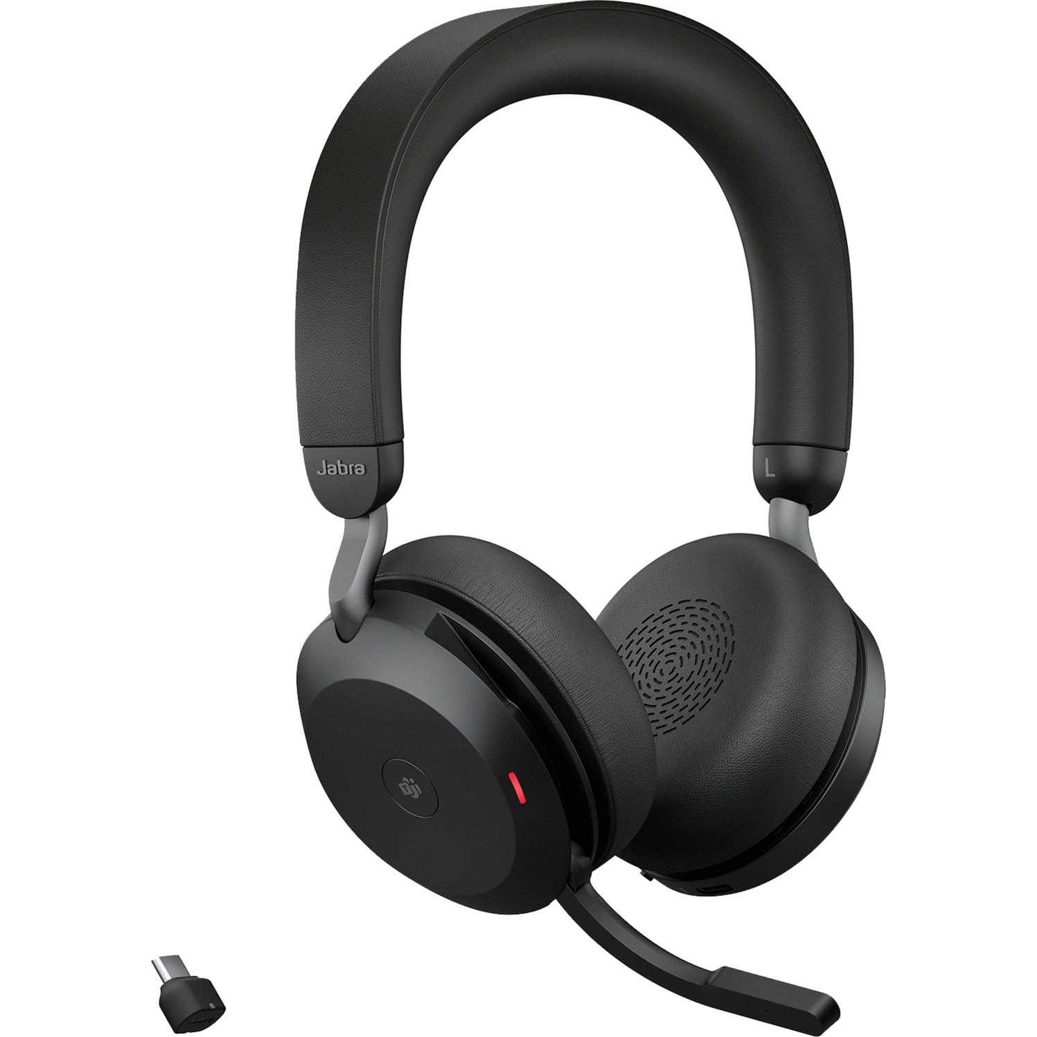 Jabra Evolve2 75 Wireless PC Headset with 8-Microphone Technology - Bluetooth Noise Cancelling Headphones with USB-C Adapter, MS Teams Certified - Black - Perfect for Remote Work, Video Conferencing & Office Calls