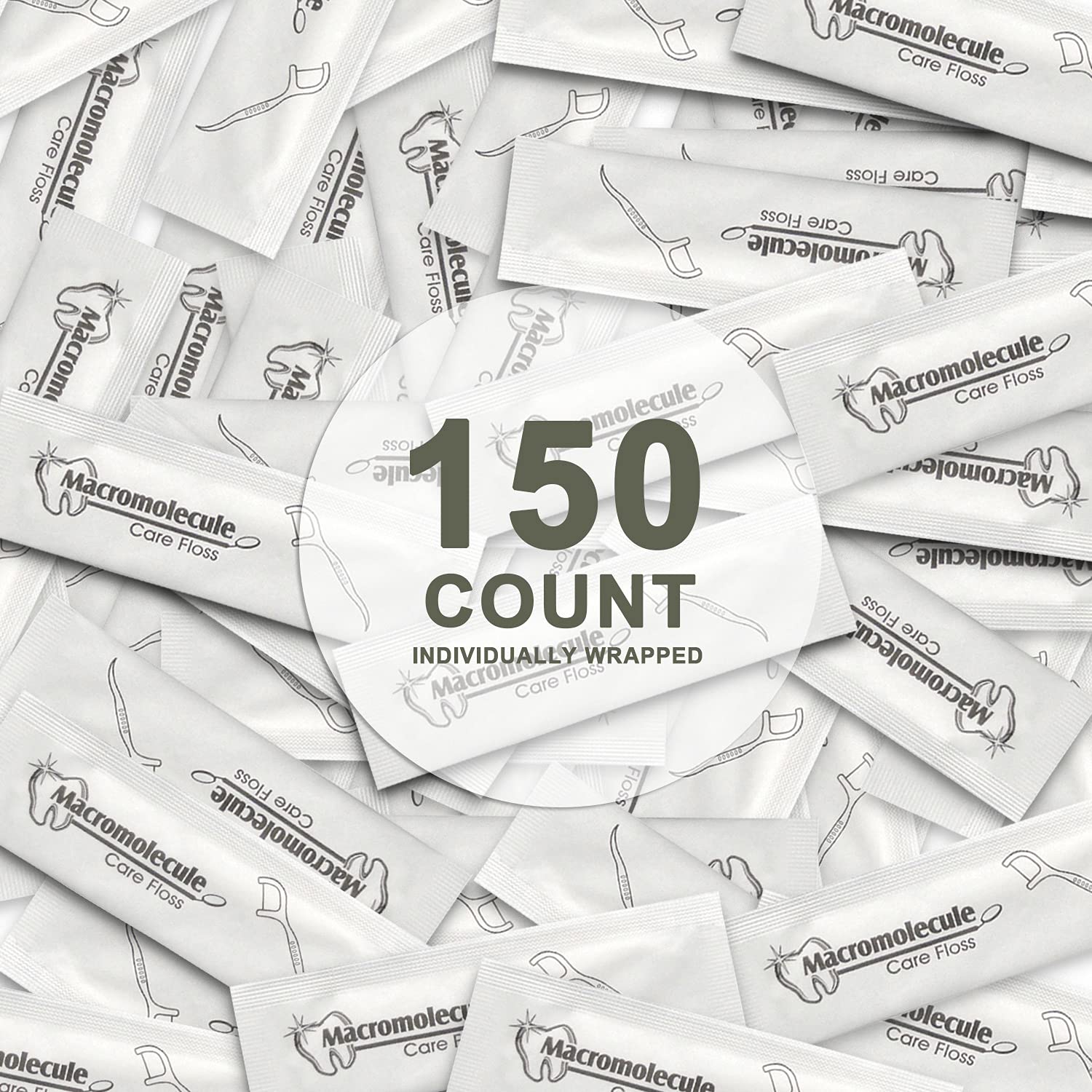150 Pack Individually Wrapped Dental Floss Picks | Unflavored Disposable Flossers with Travel Case | Perfect for Home, Office & On-the-Go Oral Care
