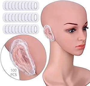 100 Pcs Waterproof Ear Protectors for Shower, Bathing & Hair Dye - Reusable Spa Ear Covers for Home, Hotel & Salon Use - Keep Ears Dry During Swimming, Washing Hair & Beauty Treatments