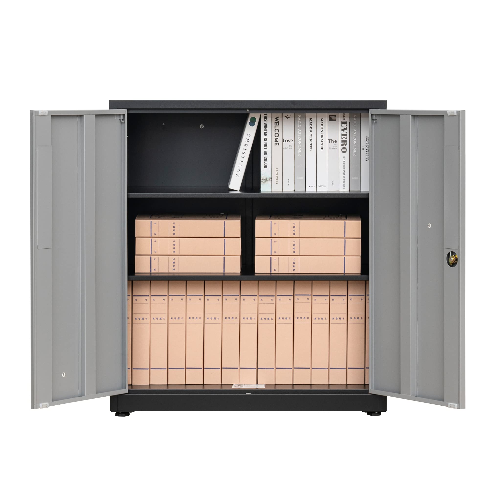 Metal Storage Cabinet with Locking Doors & Adjustable Shelves - 36.02