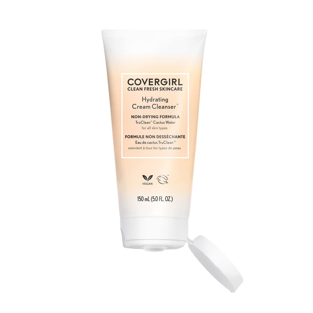Covergirl Clean Fresh Skincare Hydrating Cream Cleanser for Dry Skin - 5 Fl Oz Gentle Face Wash with Natural Ingredients | Daily Moisturizing Cleanser for Morning & Night Skincare Routine