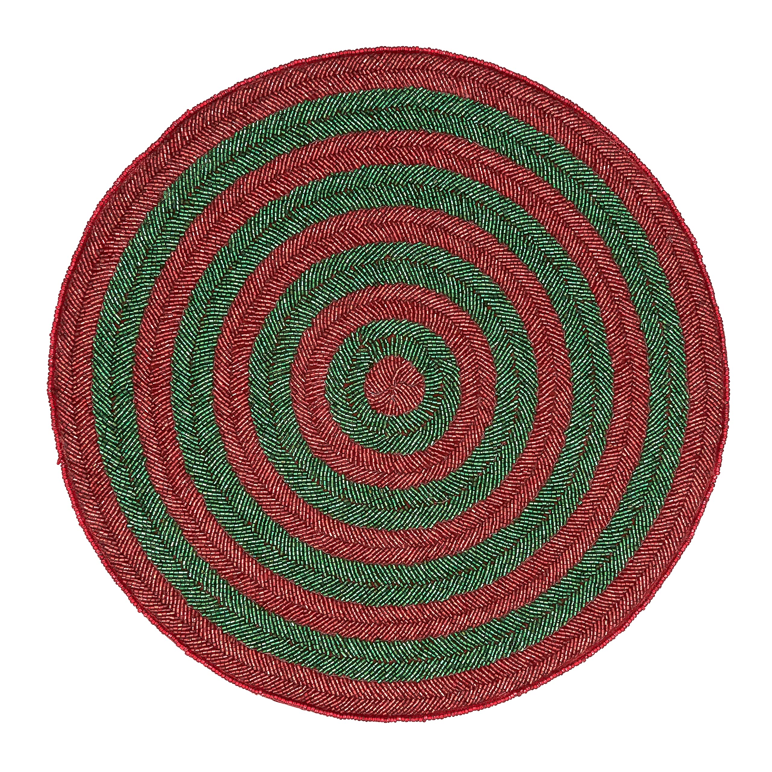 Elegant Beaded Round Placemats Set of 4 - Handwoven Decorative Table Mats for Dining, Parties & Home Decor - Perfect for Thanksgiving, Christmas & Special Occasions