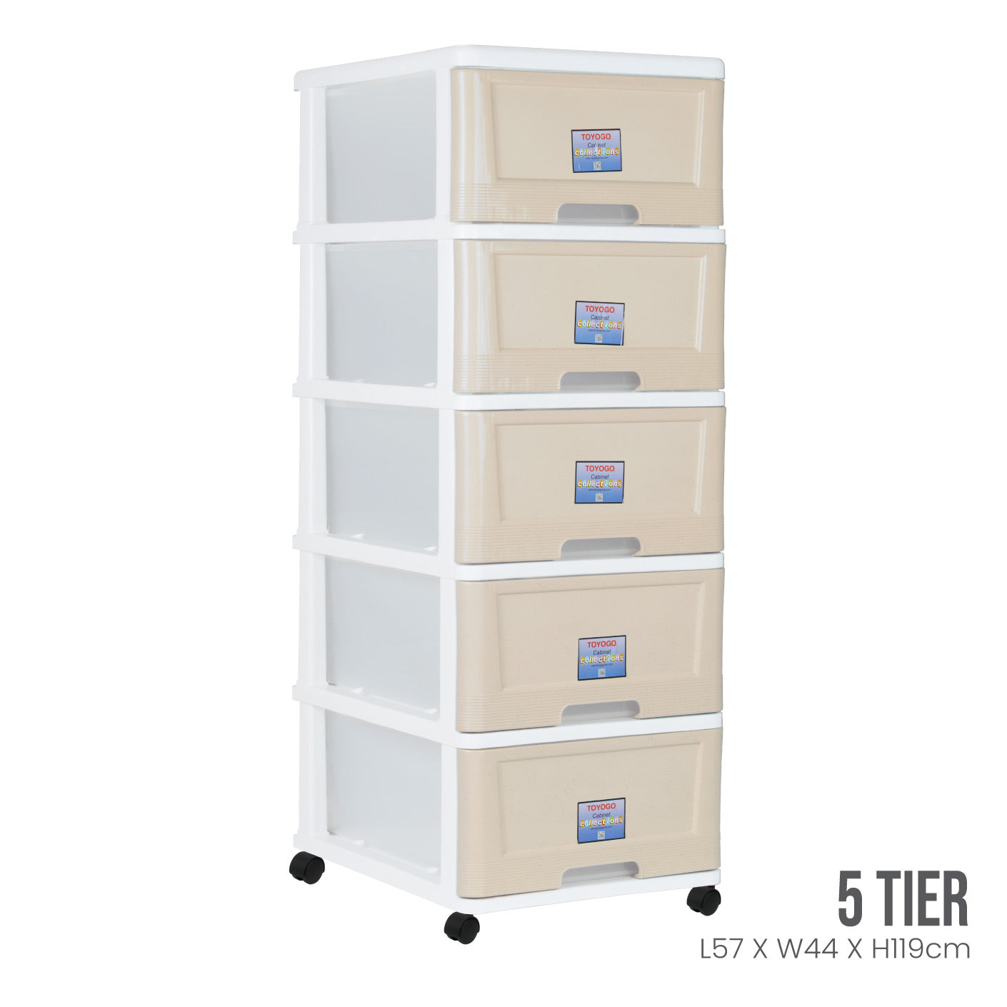 WHITE FRAME BEIGE DRAWER (904-5WF-BGE)