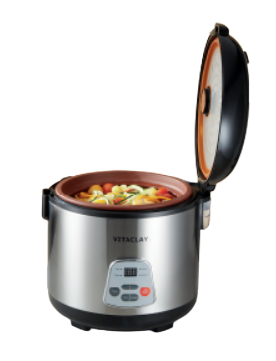 VitaClay VF7700 8-in-1 Organic Rice Cooker & Slow Cooker - 2-in-1 Multi-Function Electric Pot for Healthy Cooking | Perfect for Rice, Soup, Stew, and Baby Food Preparation