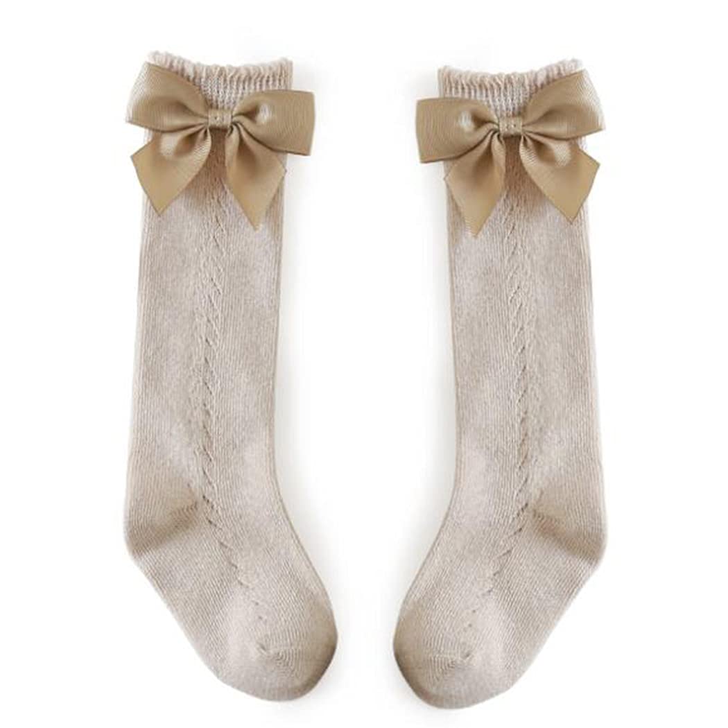 Baby Girls Knee High Socks - Toddler Bow Mesh Breathable Dress Socks | Kids Cotton Tube Uniform Stockings for School, Dance & Special Occasions