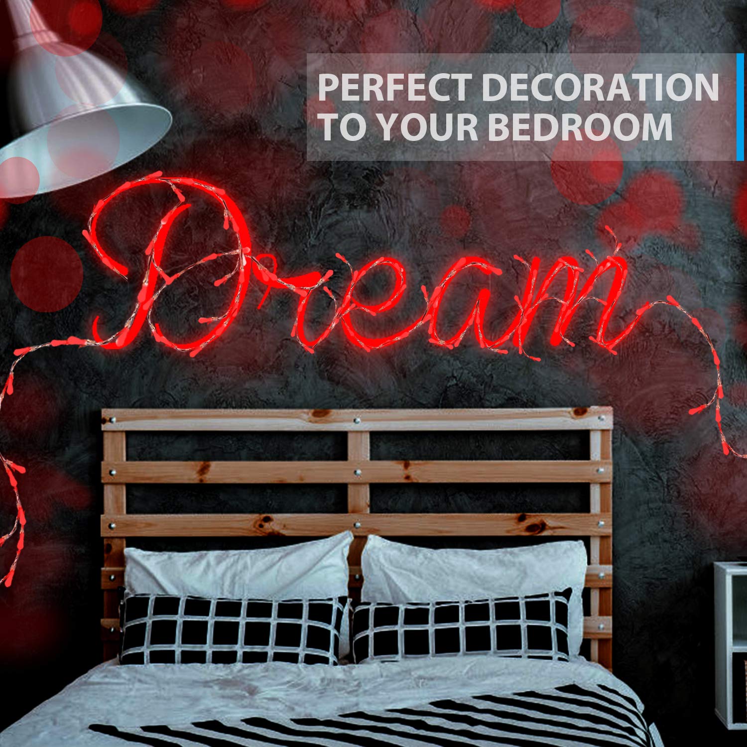 50 LED 16ft USB Fairy Lights - Copper Wire String Lights for Bedroom, Christmas, Wedding & Party Decorations | Firefly Effect | USB Powered (Red, 1 Pack) | Perfect for Home Ambiance, Holiday Lighting & Special Events