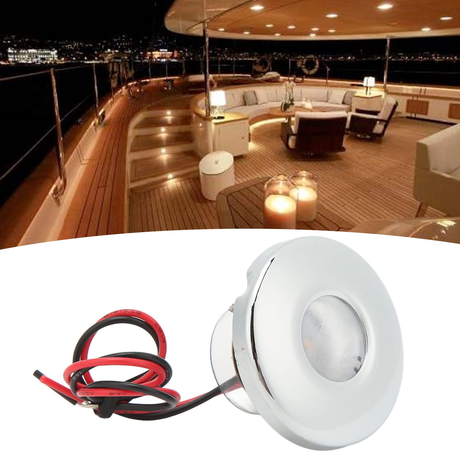 12V LED Ceiling Lights for RV, Boat & Home - 39mm Waterproof IP67 Aisle Light, Warm White 3000K, 100LM - Perfect for Interior Lighting in Campers, Trailers & Marine Use