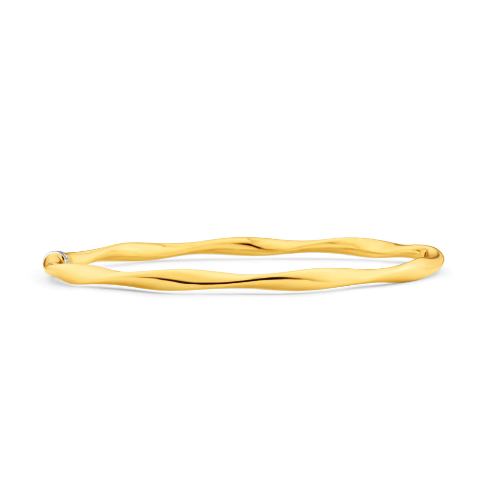 9ct Silver Filled Open Twist Bangle - 65mm Yellow Gold Tone Bracelet for Women, Elegant Jewelry Gift for Birthday, Anniversary & Special Occasions