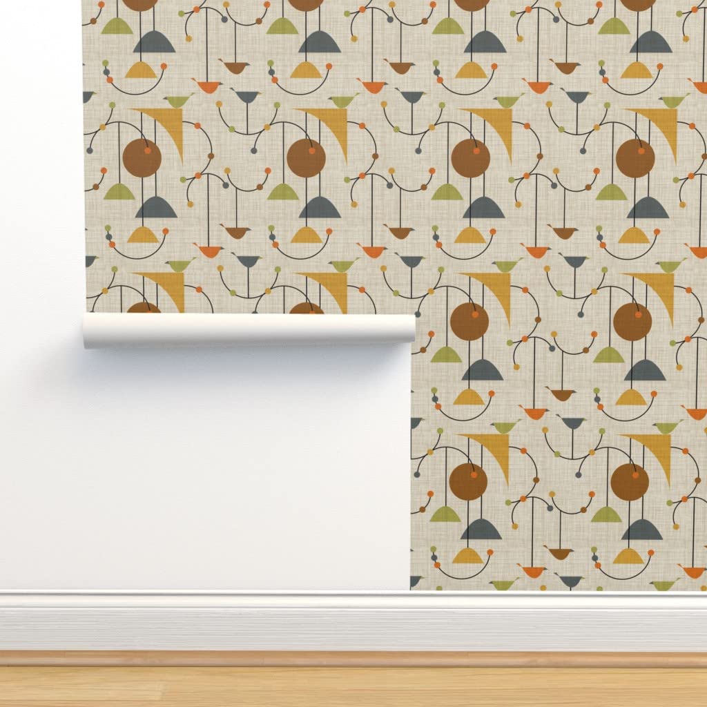 Commercial Grade Wallpaper 27ft x 2ft - Mid Century Space Retro 1950s Geometric Abstract Vintage Traditional Wallpaper for Living Room, Bedroom & Office Decoration | Spoonflower