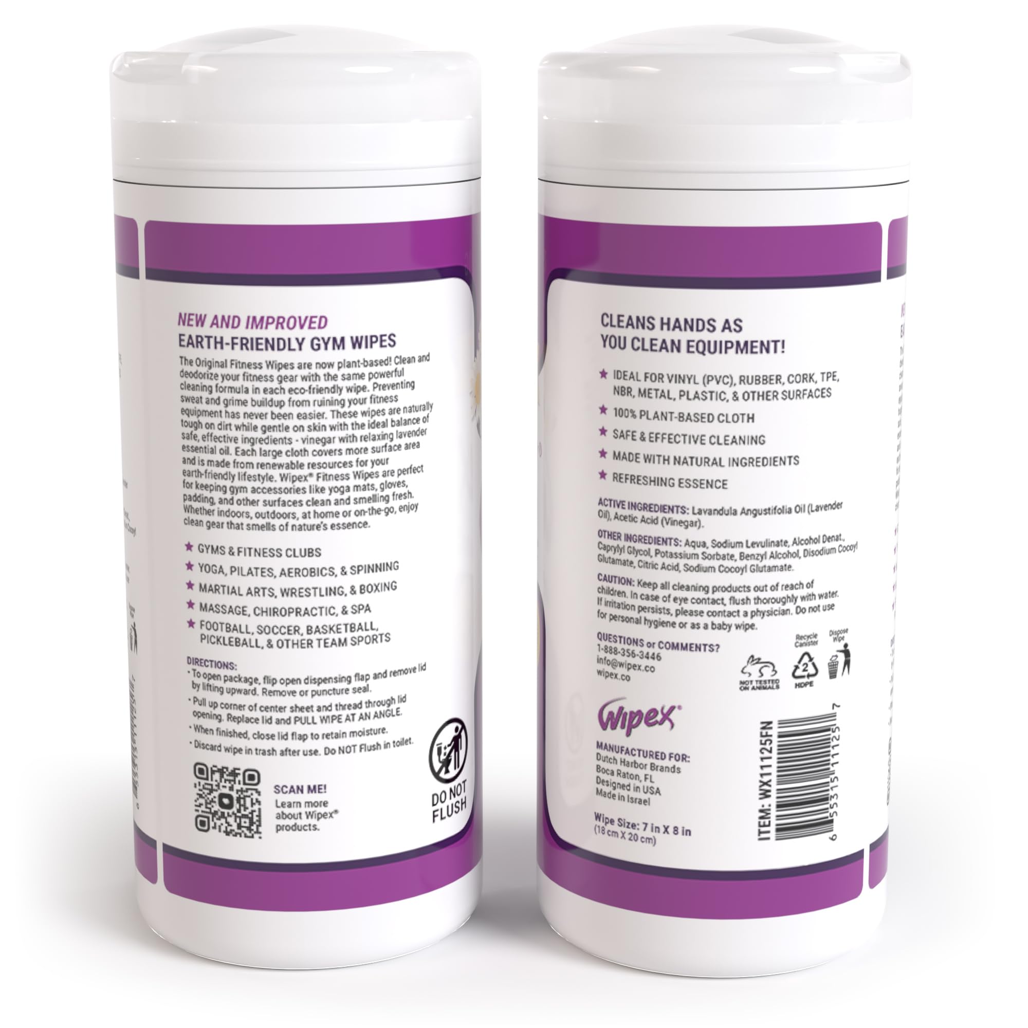 Wipex Original Plant-Based Gym Wipes - No-Lint Fitness Equipment Cleaner for Yoga Mats, Peloton Bikes & Workout Gear with Lavender & Vinegar (50 Count) | Perfect for Home Gyms, Studios & Post-Workout Cleaning