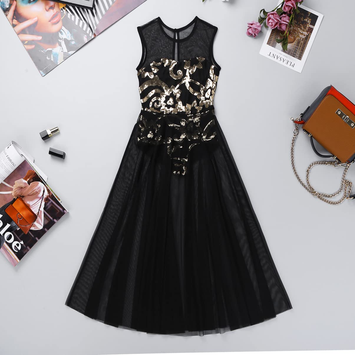 Sparkly Sequins Lyrical Dance Dress for Girls - Sleeveless Ballet Tutu Leotard - Modern Contemporary Dance Costume for Kids - Perfect for Recitals, Competitions & Performances