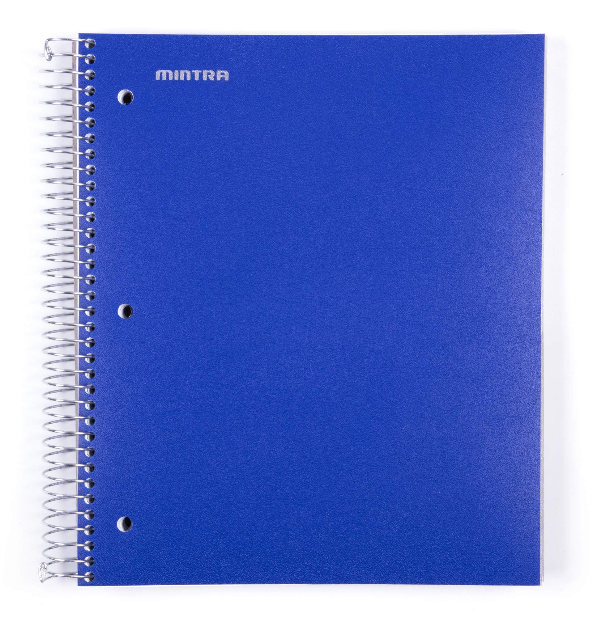 Mintra 5 Subject Spiral Notebook - College Ruled, 200 Sheets, Poly Pockets, Moisture Resistant Cover - Blue (1 Pack) for School, Office & Business Use | Durable Professional Notebook for Note Taking, Journaling & Project Planning