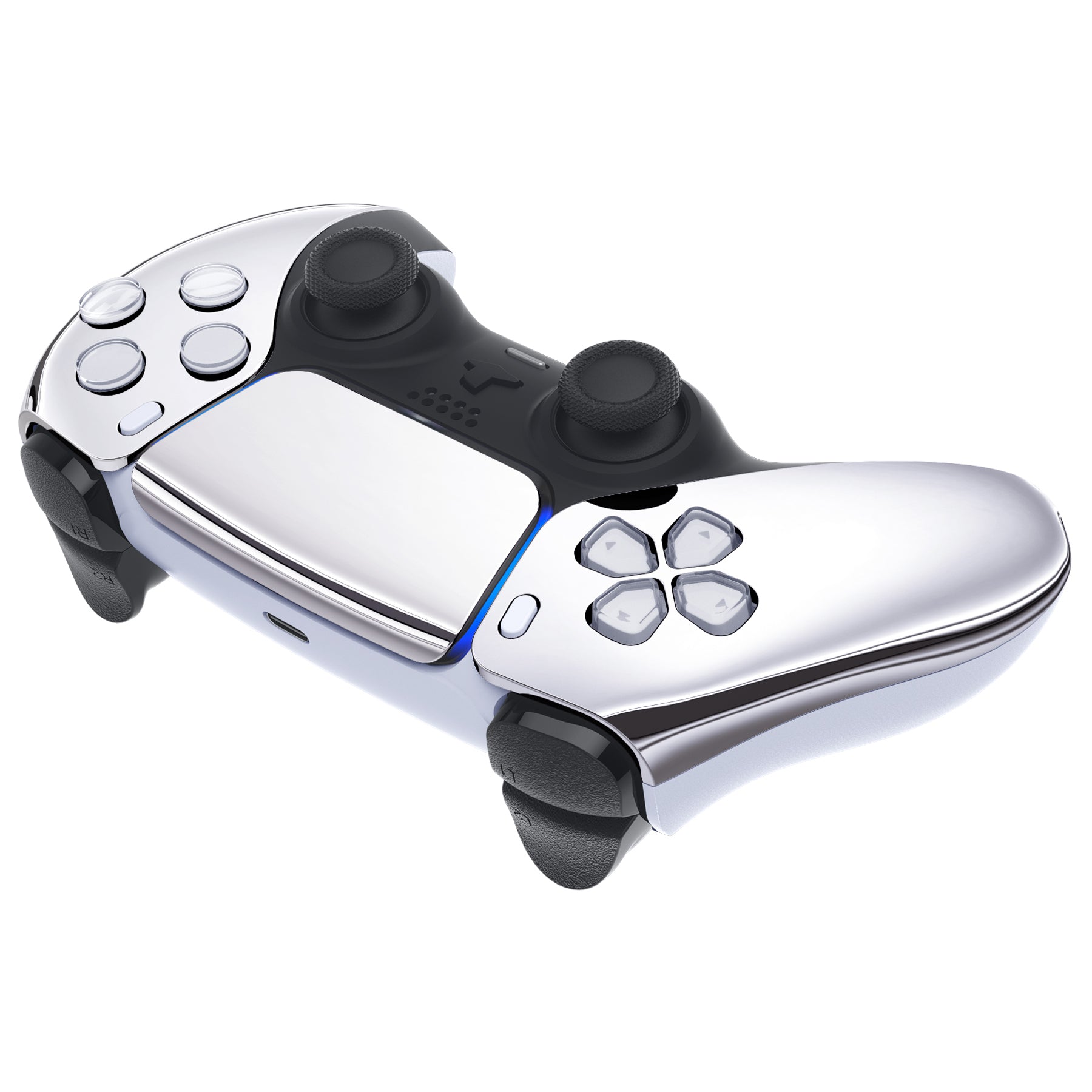 eXtremeRate Chrome Silver Replacement Front Housing Shell with Touchpad for PS5 Controller BDM 010/020/030/040/050 - DIY Customization & Gaming Upgrade Accessories for Enhanced Playstation 5 Experience