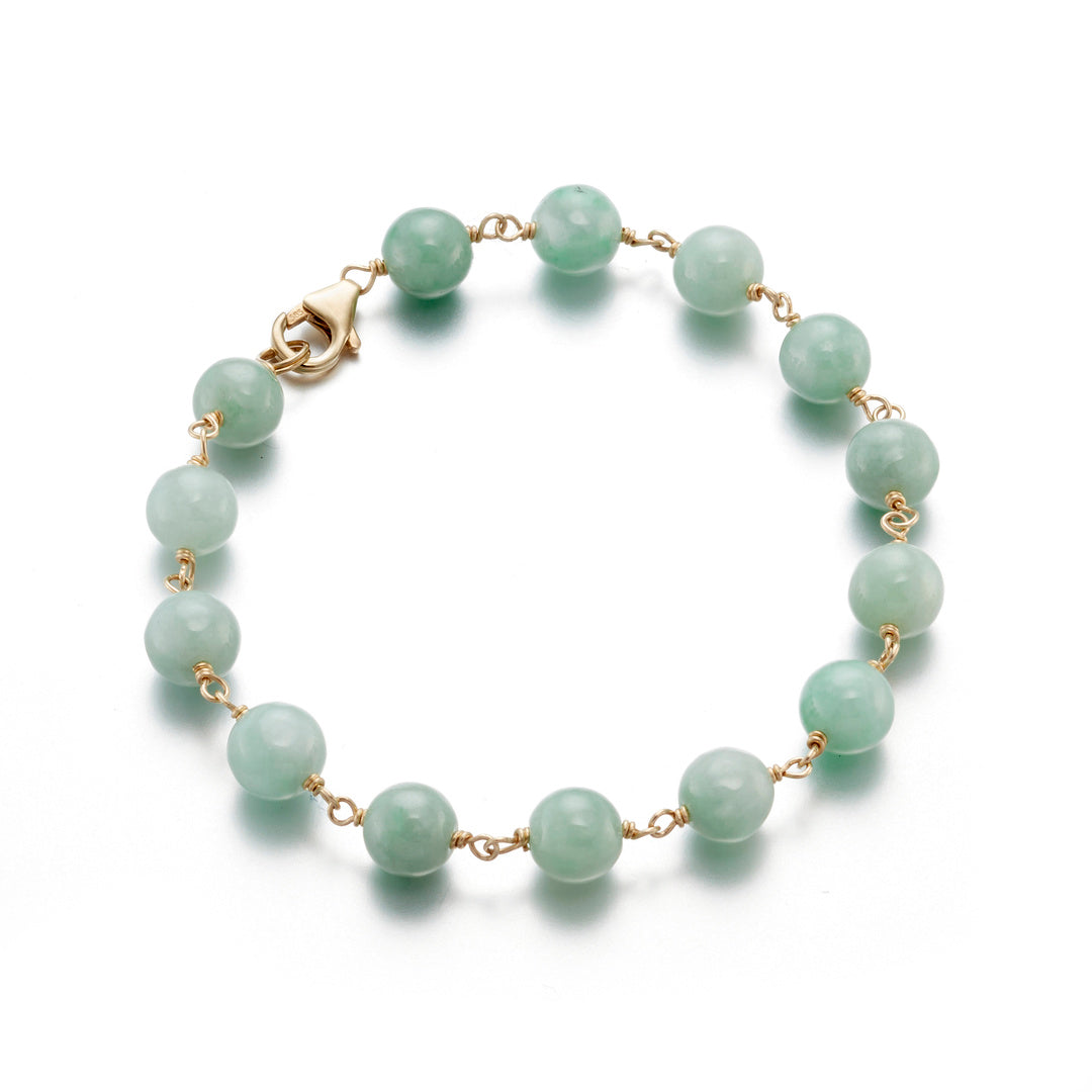7mm Apple Green Jade Pigtail Bracelet - Natural Stone Beaded Jewelry for Women, Adjustable Wrap Bracelet for Yoga, Meditation & Spiritual Healing