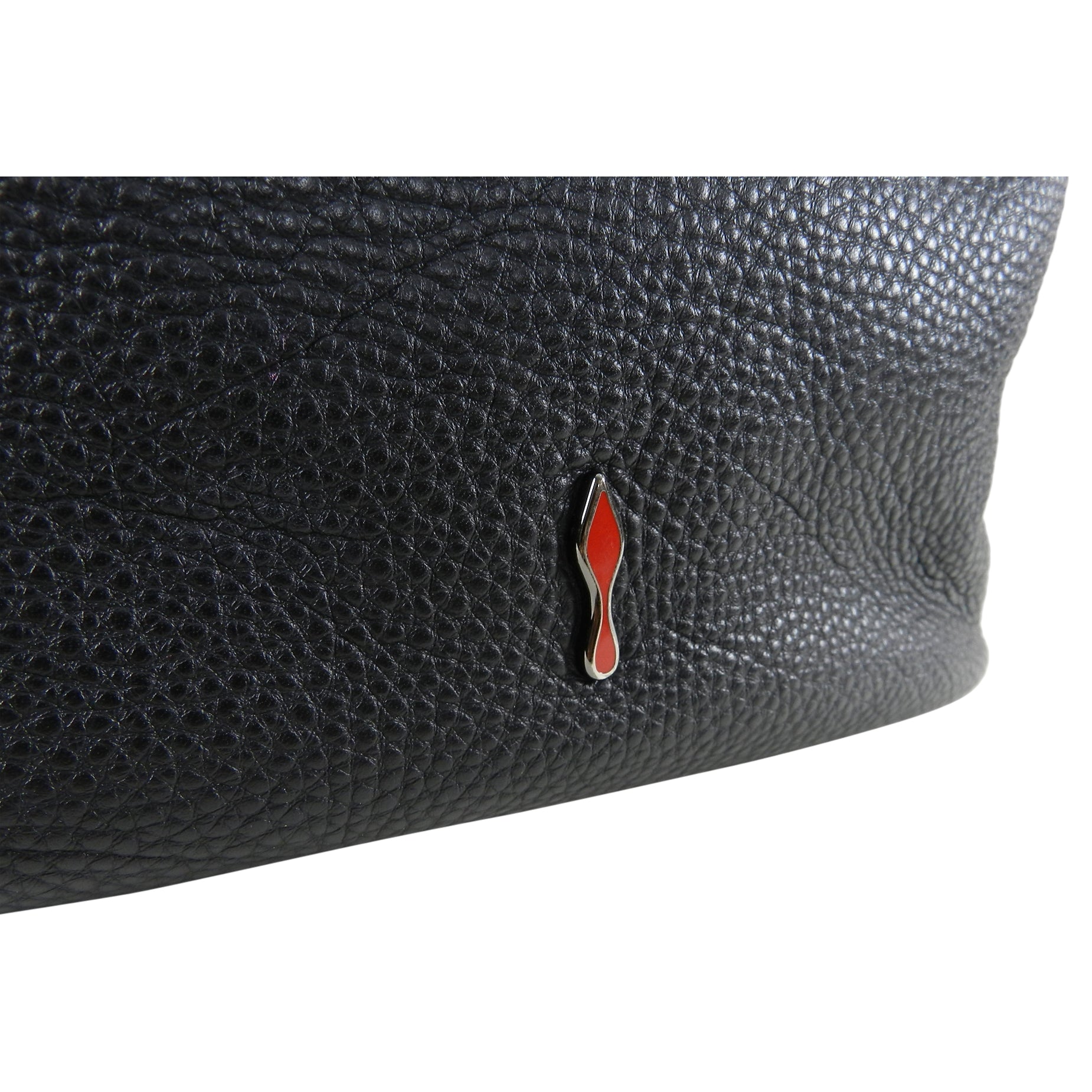 Christian Louboutin Black Leather Studded Drawstring Handbag - Stylish Crossbody Purse for Women, Perfect for Parties & Night Out
