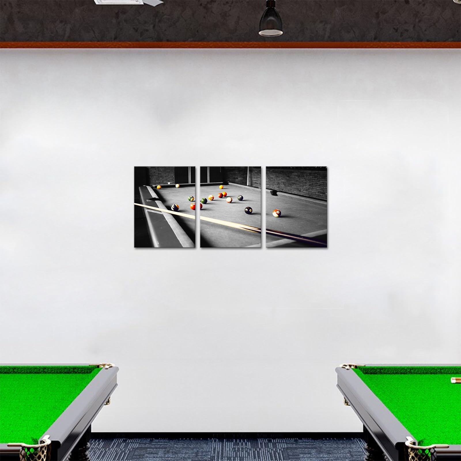 Homeoart Billiard Wall Art - Framed Canvas Print Set (12x16 Inches, 3-Piece) for Teen Boys Room Decor & Game Room Wall Art - Ready to Hang