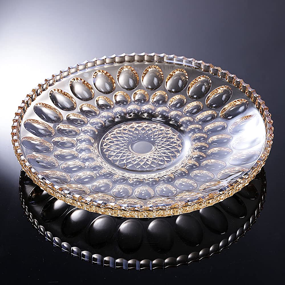 JJRPPFF Crystal Glass Fruit Plate - Elegant European-Style Lead-Free Serving Bowl for Fruits, Candy & Nuts | Large Decorative Tray for Living Room, Bar, Dining Table & Party Buffet | Stylish & Practical Home Entertaining Essential