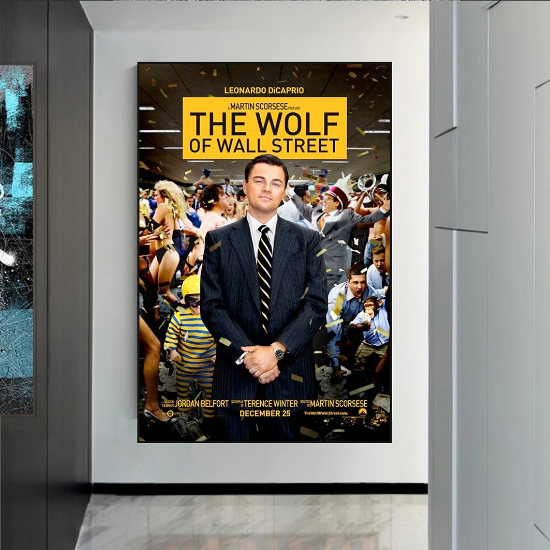 The Wolf of Wall Street Leonardo DiCaprio Canvas Wall Art Print - Premium Movie Poster for Home, Office & Theater Decor