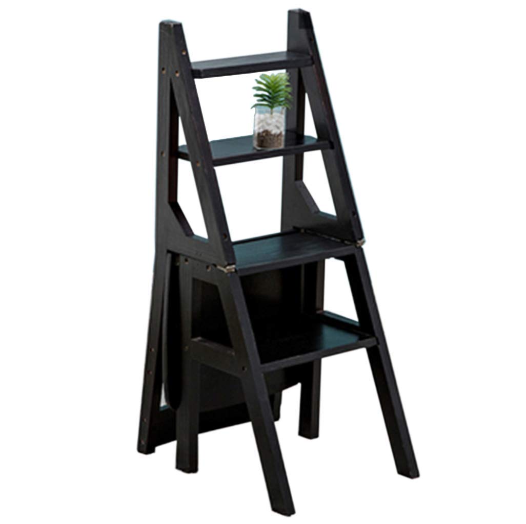 LEOSXA 4-Step Wooden Folding Step Stool with Safety Features - Foldable Ladder Stool for Home, Kitchen, Bathroom - Perfect for Reaching High Shelves, Cleaning, and Home Organization