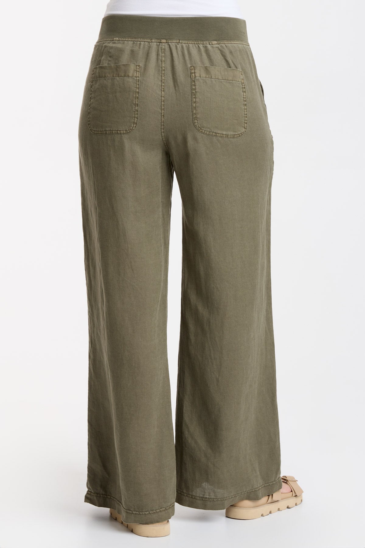 Darja Wide Leg Kombu Pigment Pants - High Waisted Linen Trousers for Women, Comfortable & Stylish Casual Wear - Perfect for Office, Travel & Summer Outfits