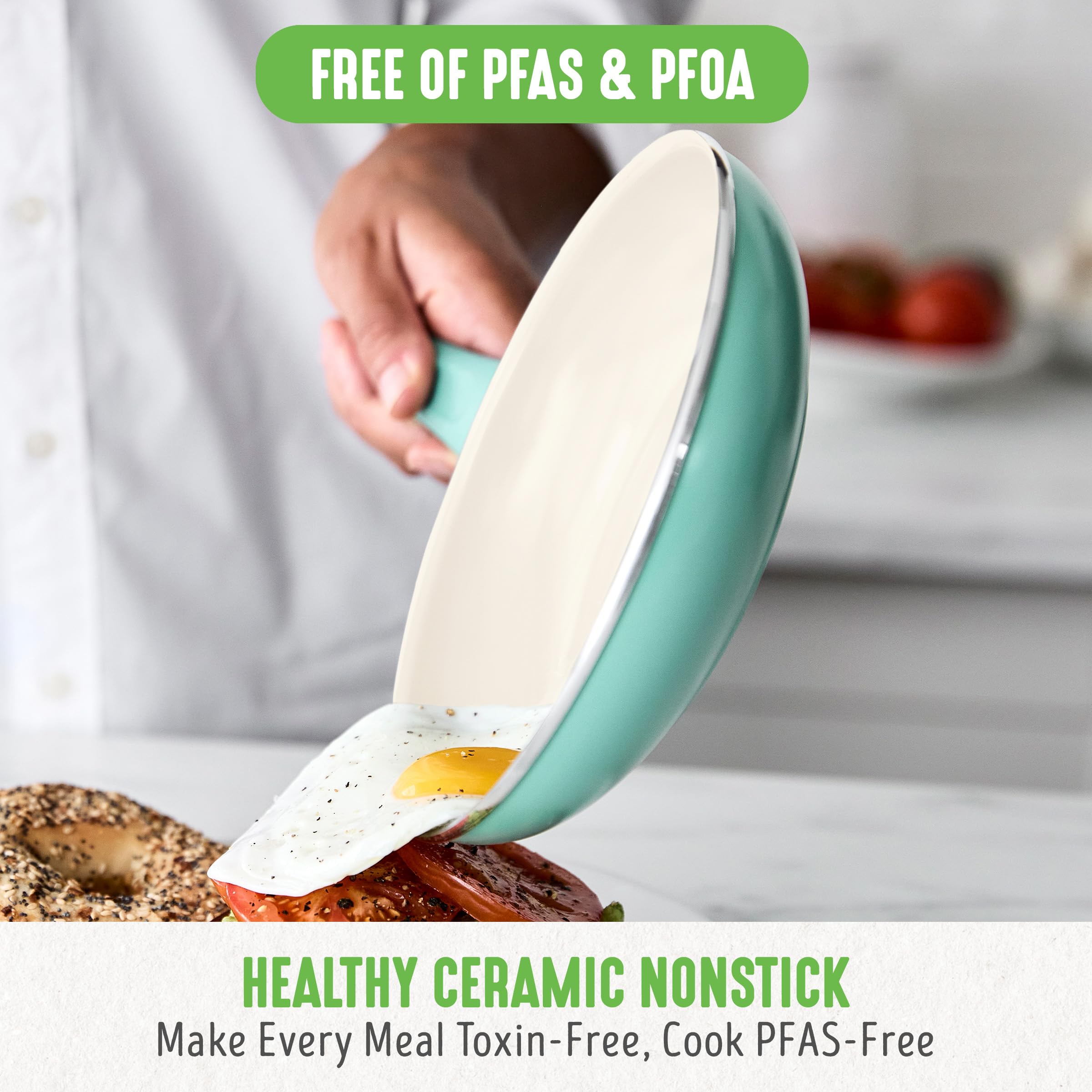 GreenLife Soft Grip 23-Piece Non-Toxic Ceramic Cookware Set - PFAS & PFOA Free Pots & Pans with Even Heat Distribution, Warp Resistant, Dishwasher & Oven Safe - Turquoise Kitchen Essentials for Healthy Cooking & Easy Cleanup | Perfect for Family Meals, Meal Prep & Everyday Cooking