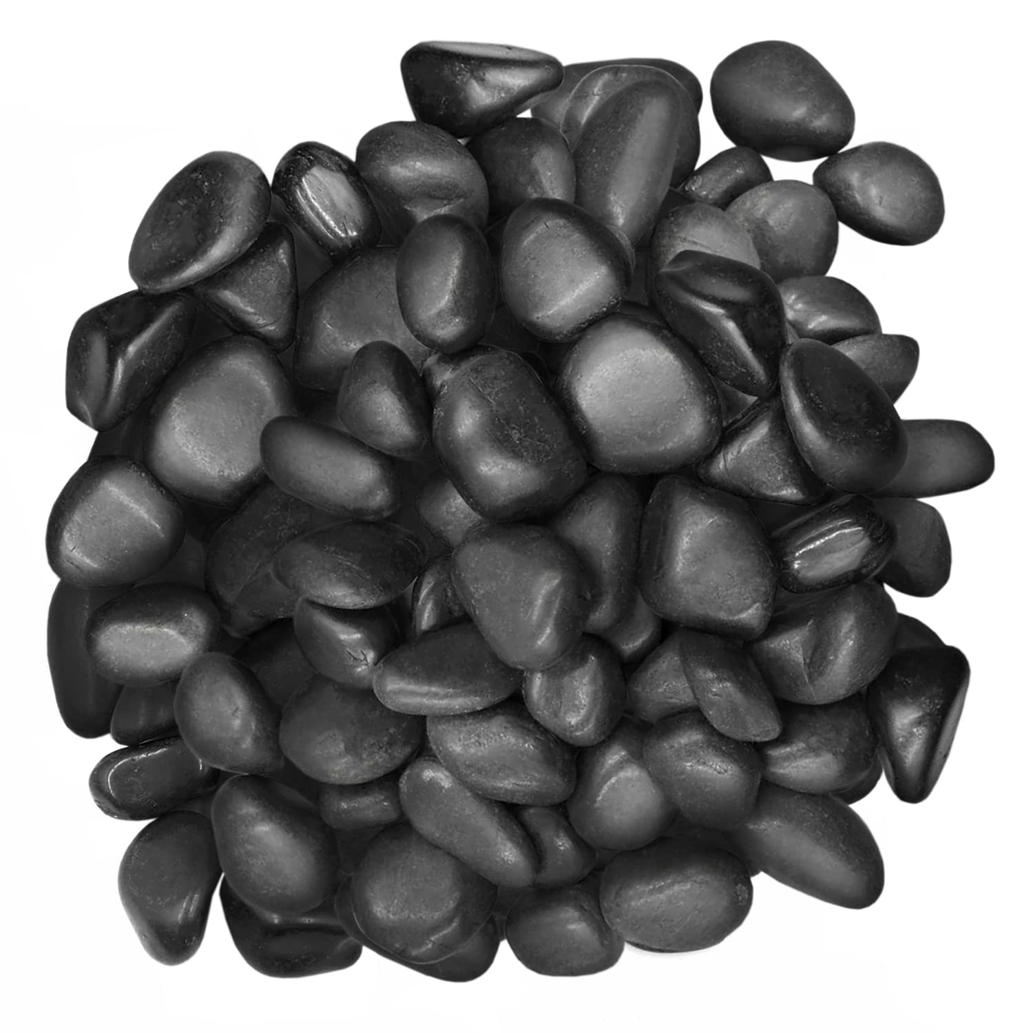 Polished Black Stone Pebbles 10 Lb - 1