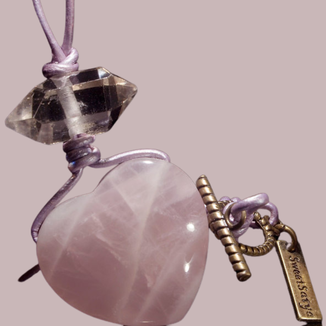 Rose Quartz Heart Pendant Necklace - Natural Healing Crystal Jewelry for Women, Gift for Her | Perfect for Meditation, Yoga & Spiritual Healing