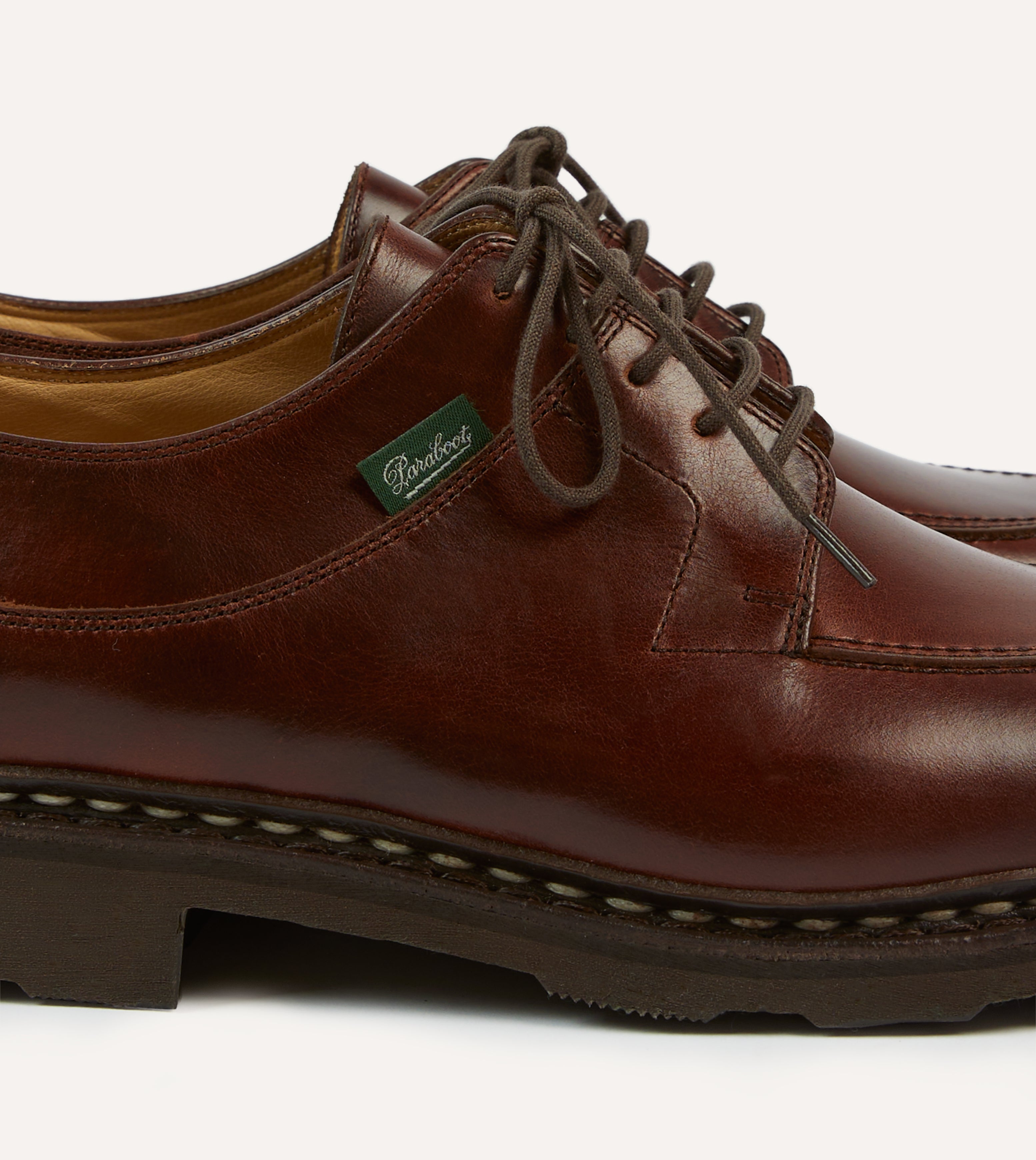 Paraboot Avignon Brown Leather Derby Shoes for Men | Classic Handcrafted Dress Shoes | Perfect for Business, Office & Formal Occasions