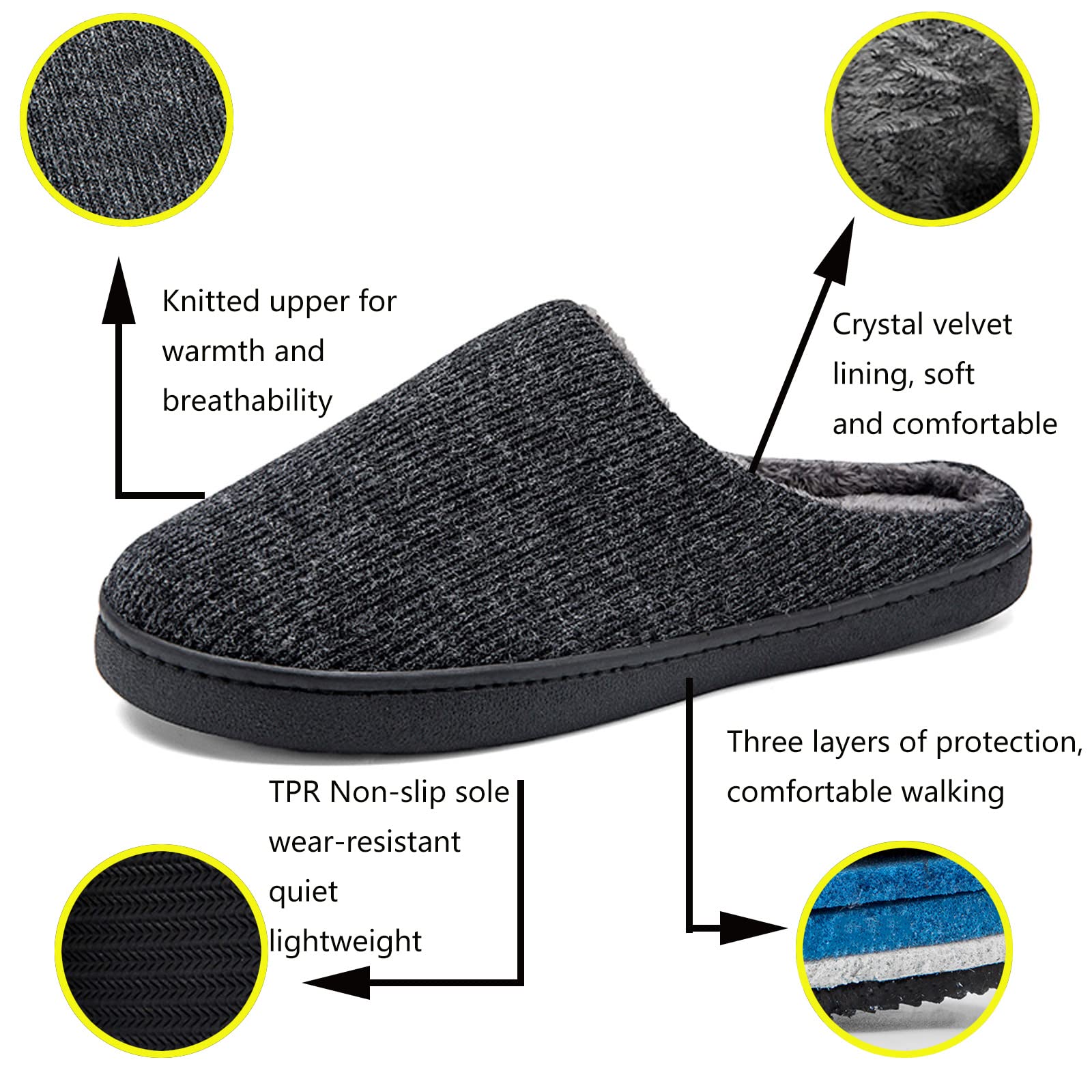 Cozy Fuzzy Slippers for Men & Women - Soft Wool-Blend Indoor House Shoes with Non-Slip Sole - Perfect for Winter Comfort at Home, Lounge & Relaxation