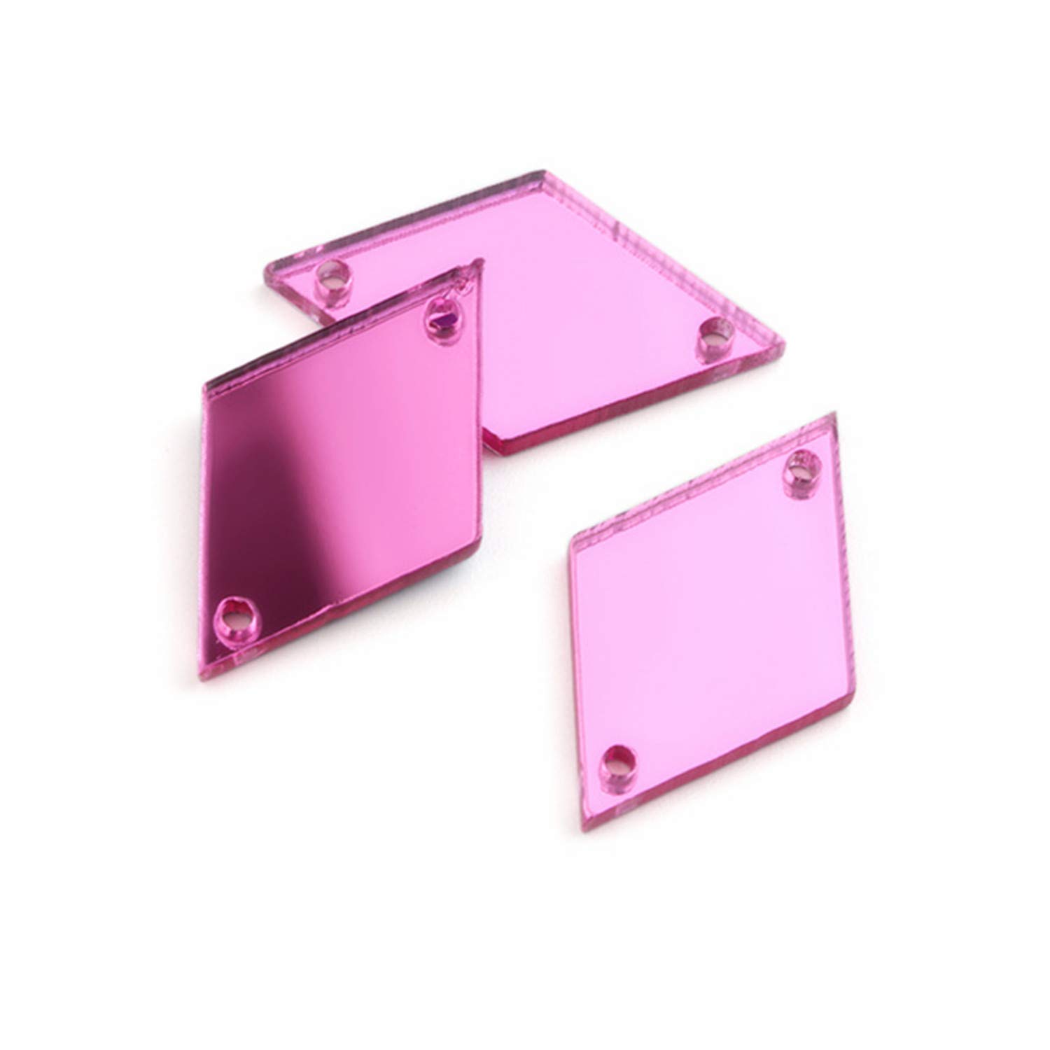 Pink Mirror Acrylic Flat Back Rhinestones for Sewing - 25MM Rhombus DIY Sew-on Stones | Perfect for Costume Design, Wedding Dresses & Craft Projects