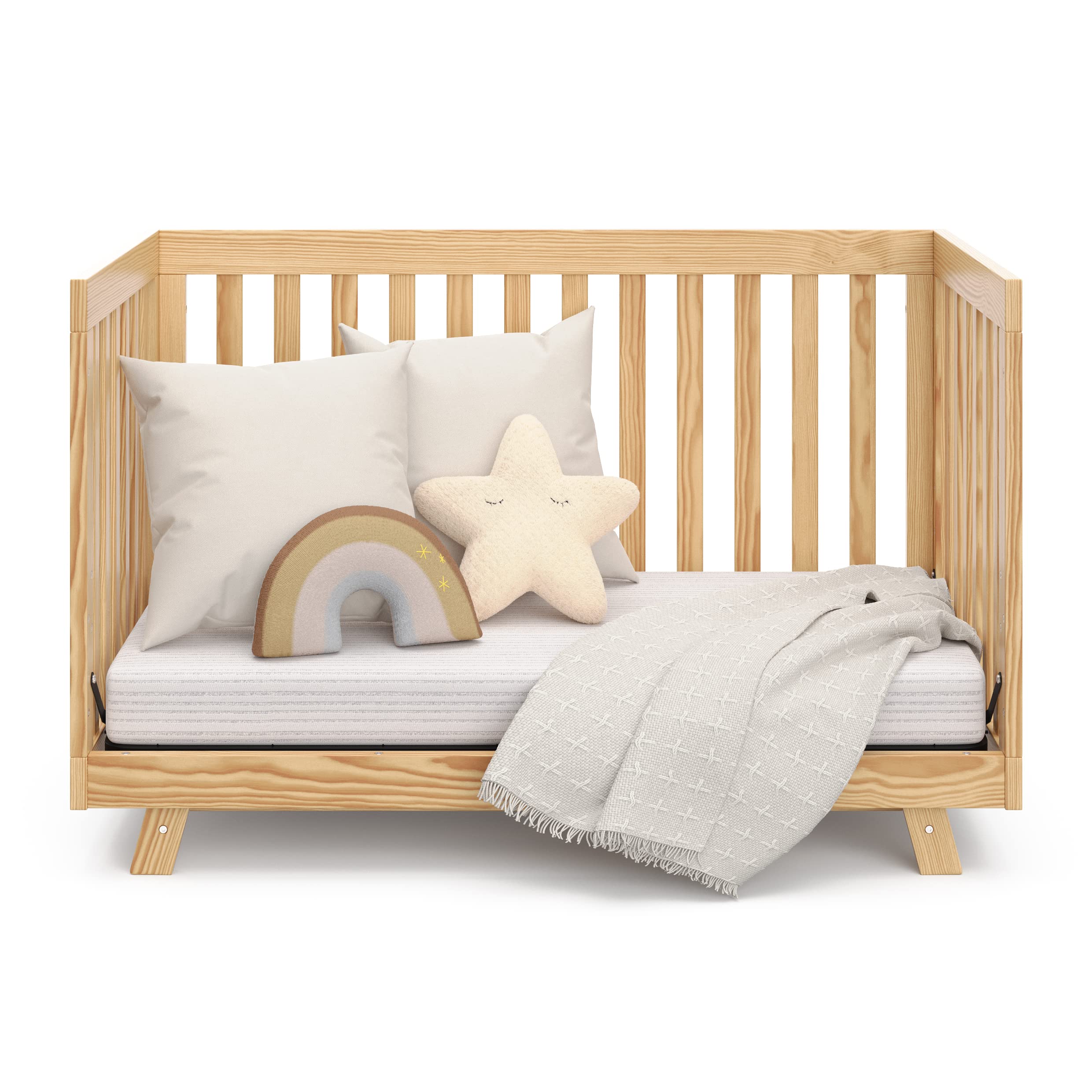 Storkcraft Beckett 3-in-1 Convertible Crib in Natural Finish | Baby Crib to Toddler Bed & Daybed Conversion | Fits Standard Full-Size Crib Mattress | Adjustable Height Mattress Base | Perfect for Nursery, Bedroom & Guest Room Use