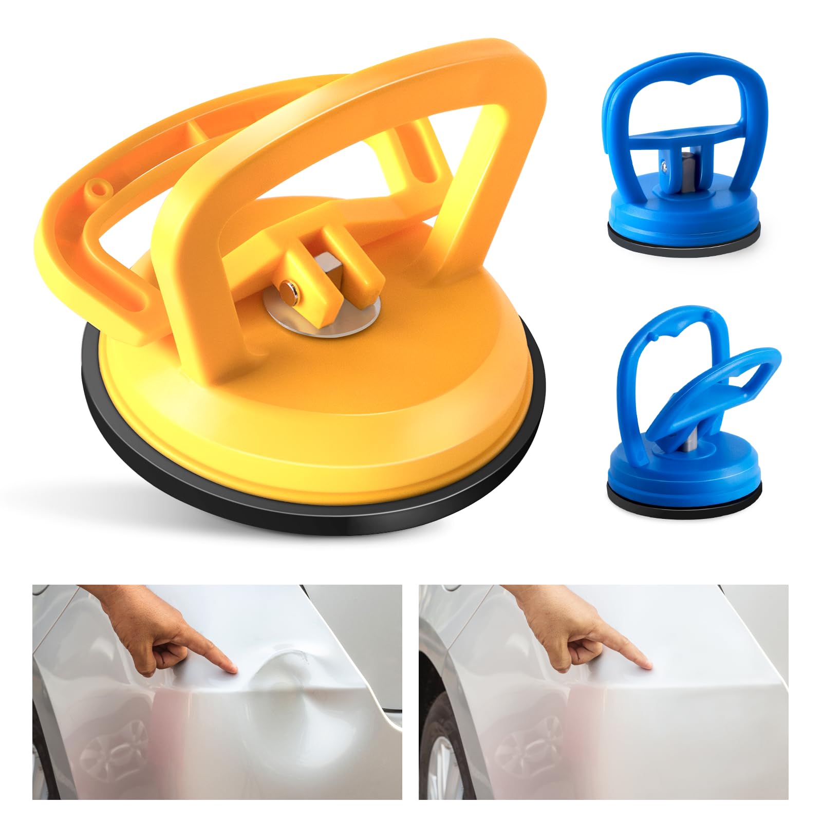 3-Pack Suction Cup Dent Puller Kit - Powerful Car Dent Remover Tool for Paintless Dent Repair, Glass, Tiles & Object Moving - Heavy Duty Handle Lifter for Auto Body Repair & Home Improvement Projects