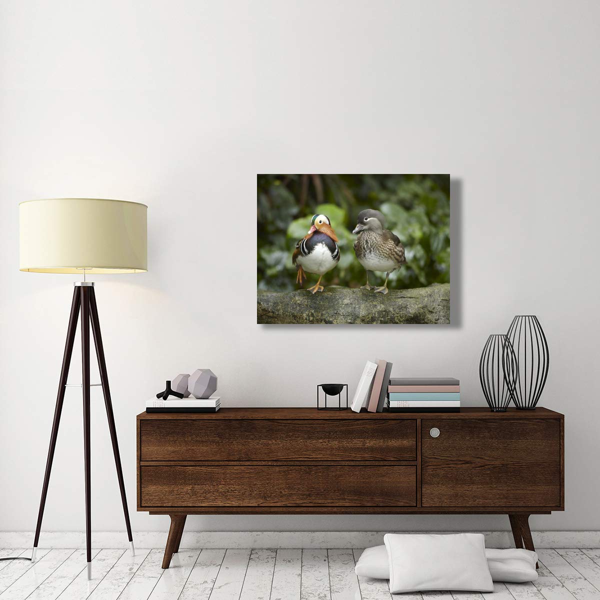 Mandarin Duck Male and Female Canvas Art Print - 40