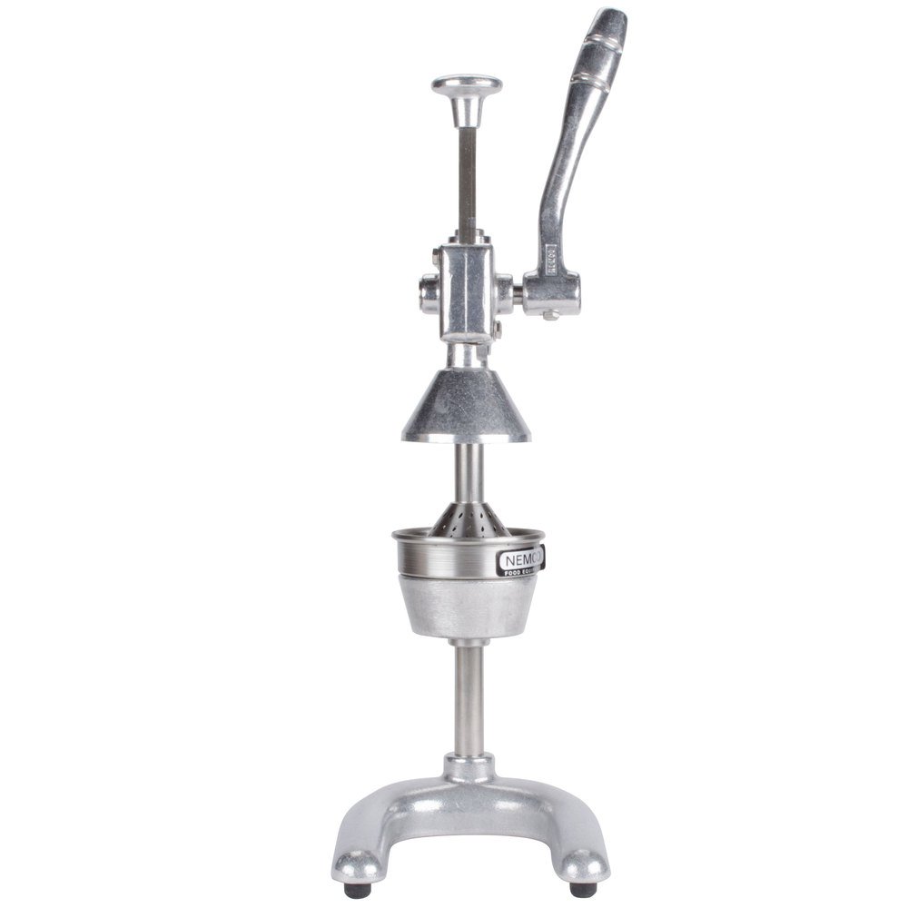 Nemco 55850 Heavy Duty Manual Crank Citrus Juicer - Stainless Steel Commercial Juicer with Removable Strainer & Non-Slip Handle for Restaurants, Cafes, Bars - NSF Certified (7.5