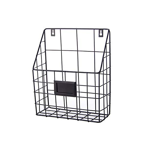Creative Wrought Iron Wall Hanging Bookshelf - Space Saving Storage Shelf for Living Room, Study, Bedroom & Kitchen - Magazine/Newspaper Rack Organizer (Black, Size A) - Perfect for Small Spaces, Home Office & Reading Nook Decor
